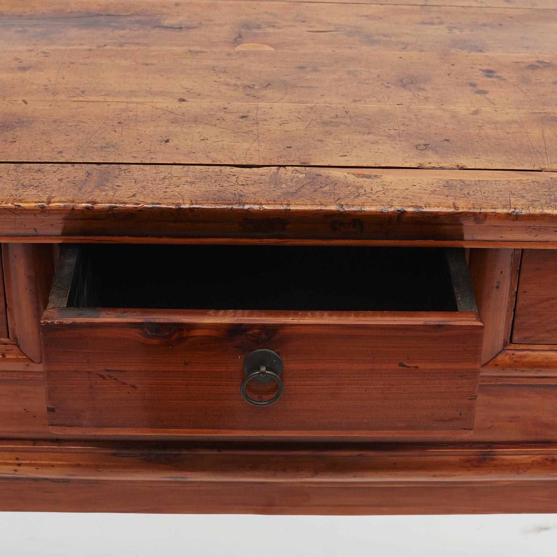 Chinese 19th Century Ming Style Peach wood Sideboard with Three Drawers 8