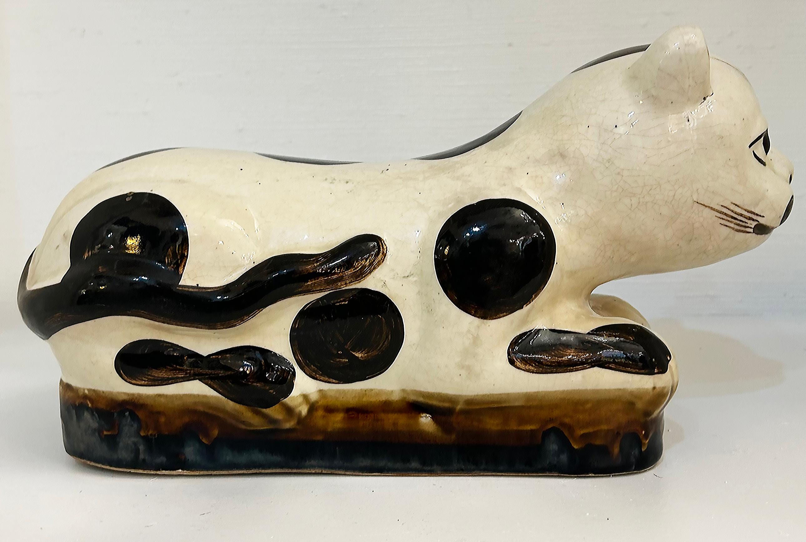 Gatto di porcellana cinese del XIX secolo Cizhou-Ware 