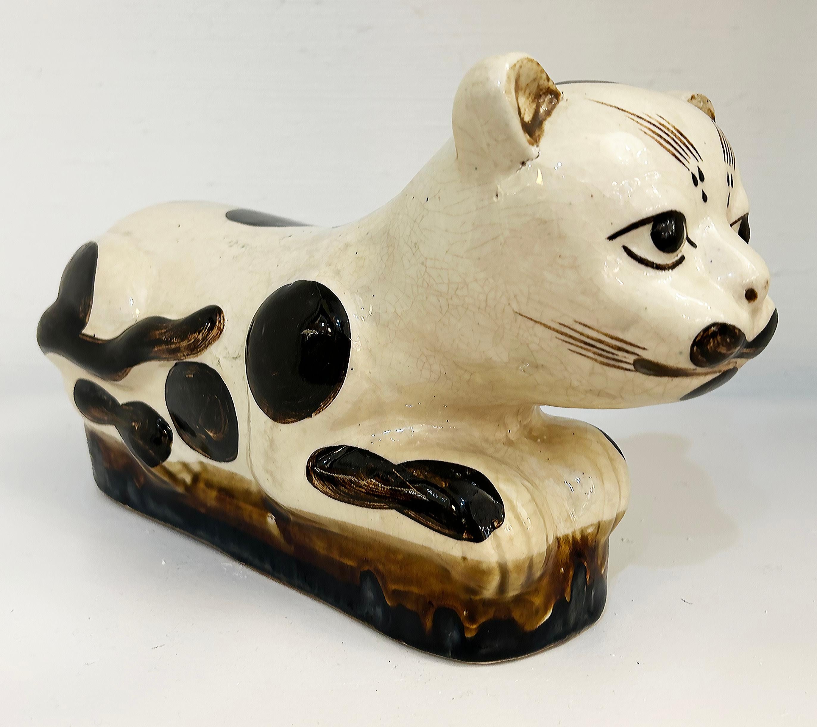 Chinoiserie Chinese 19th Century Porcelain Cizhou-Ware Cat 
