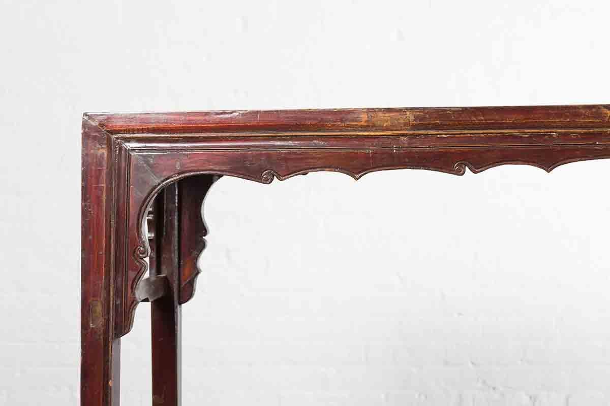 Chinese 19th Century Qing Dynasty Altar Console Table with Reddish Brown Patina For Sale 4