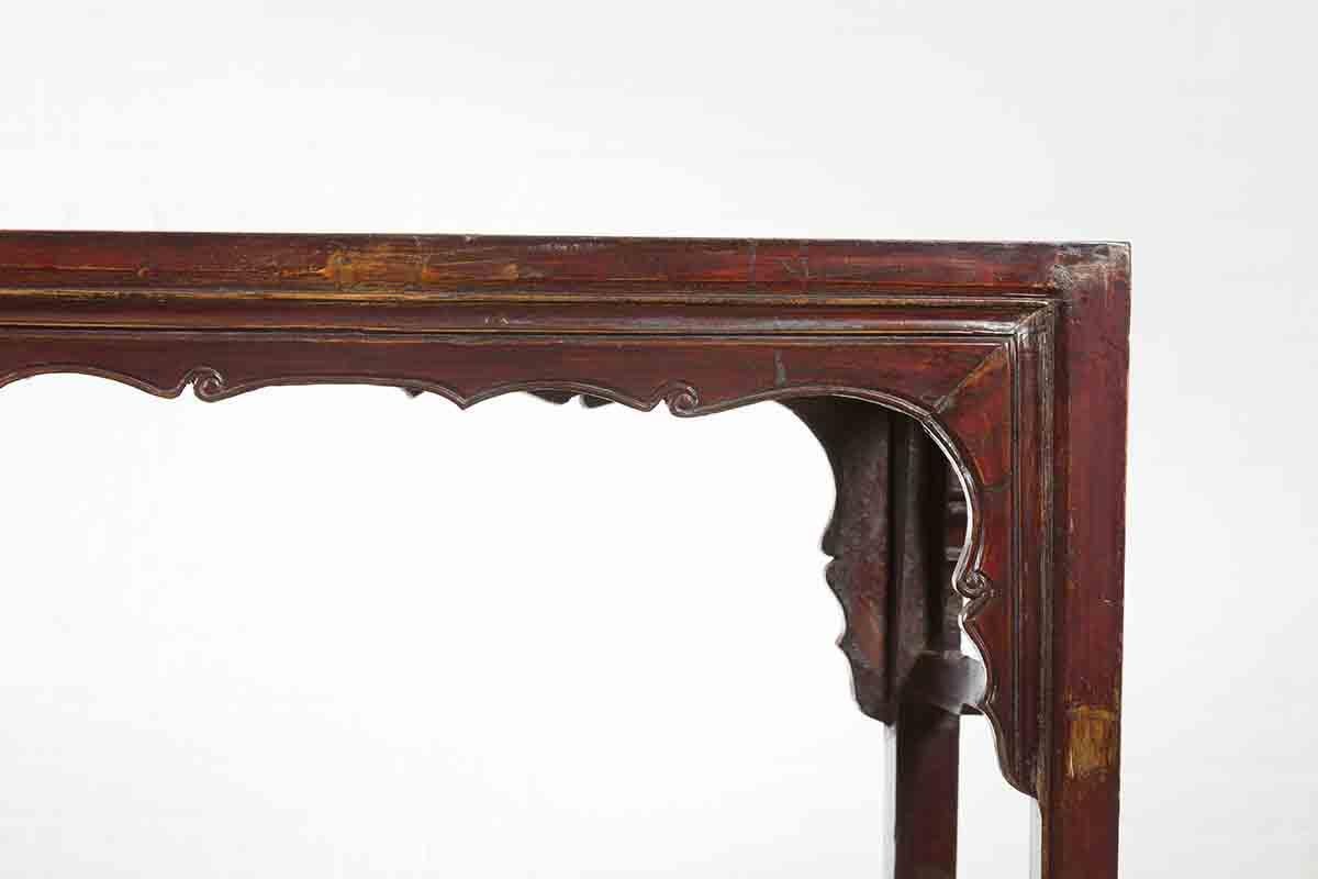Chinese 19th Century Qing Dynasty Altar Console Table with Reddish Brown Patina For Sale 8