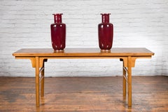 Chinese 19th Century Qing Dynasty Altar Console Table with Simply Carved Apron