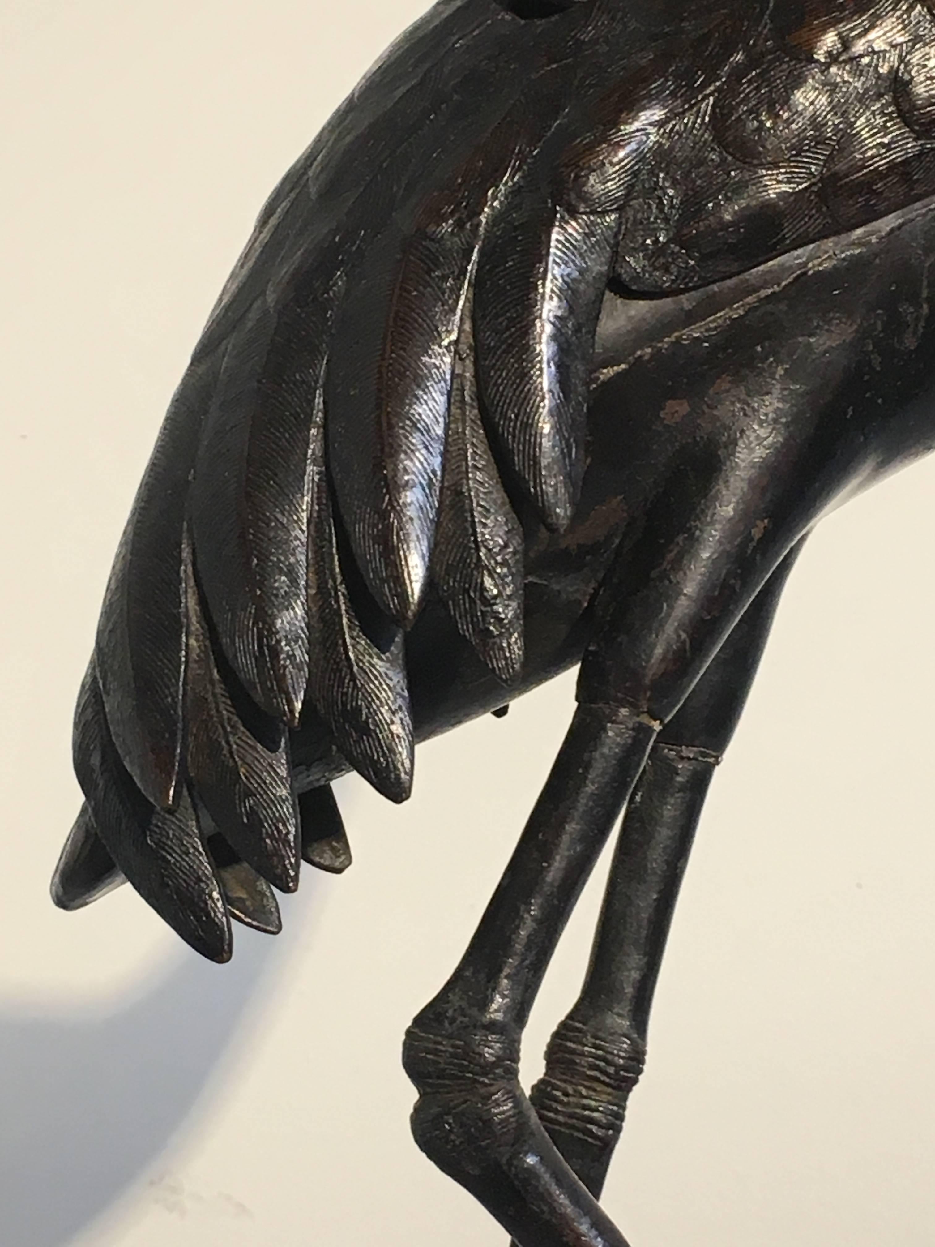 Encensoir chinois en bronze en forme de grue:: dynastie Qing:: XIXe siècle 5