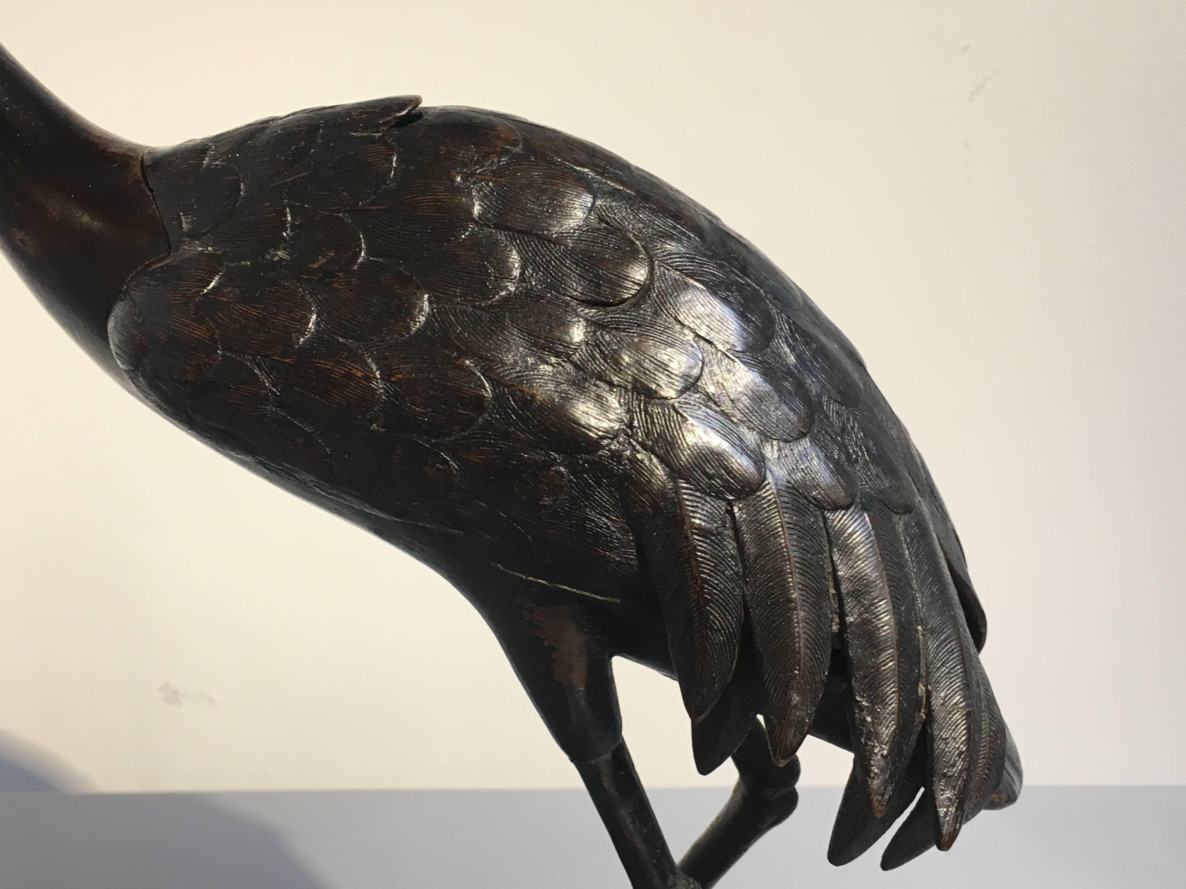 Encensoir chinois en bronze en forme de grue:: dynastie Qing:: XIXe siècle 7