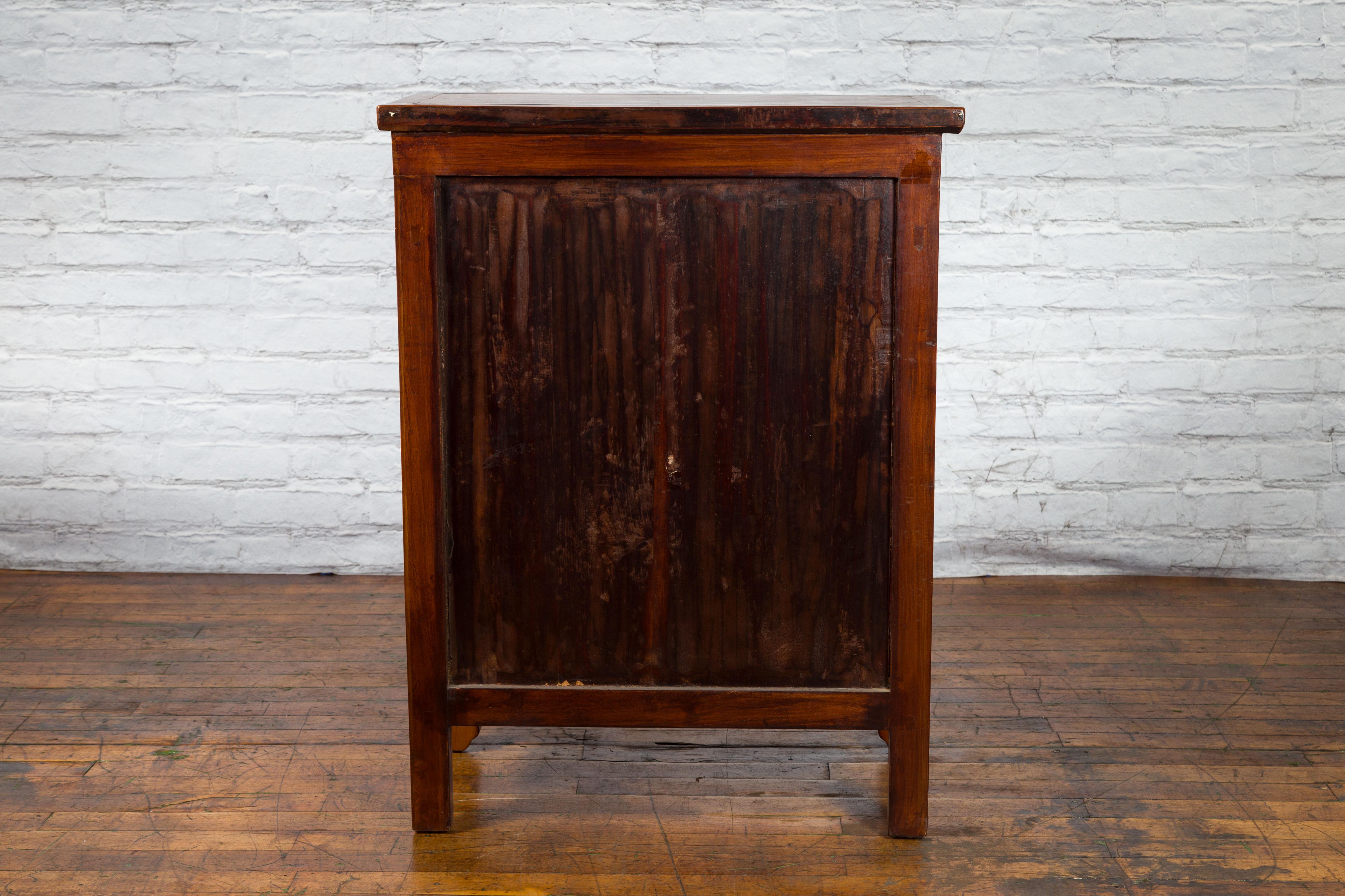 Chinese 19th Century Qing Dynasty Cabinet with Two Doors over Two Drawers For Sale 6
