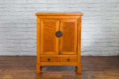 Chinese 19th Century Qing Dynasty Cabinet with Two Doors over Two Drawers
