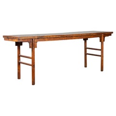 Chinese 19th Century Qing Dynasty Calligraphy Console Table with Carved Apron