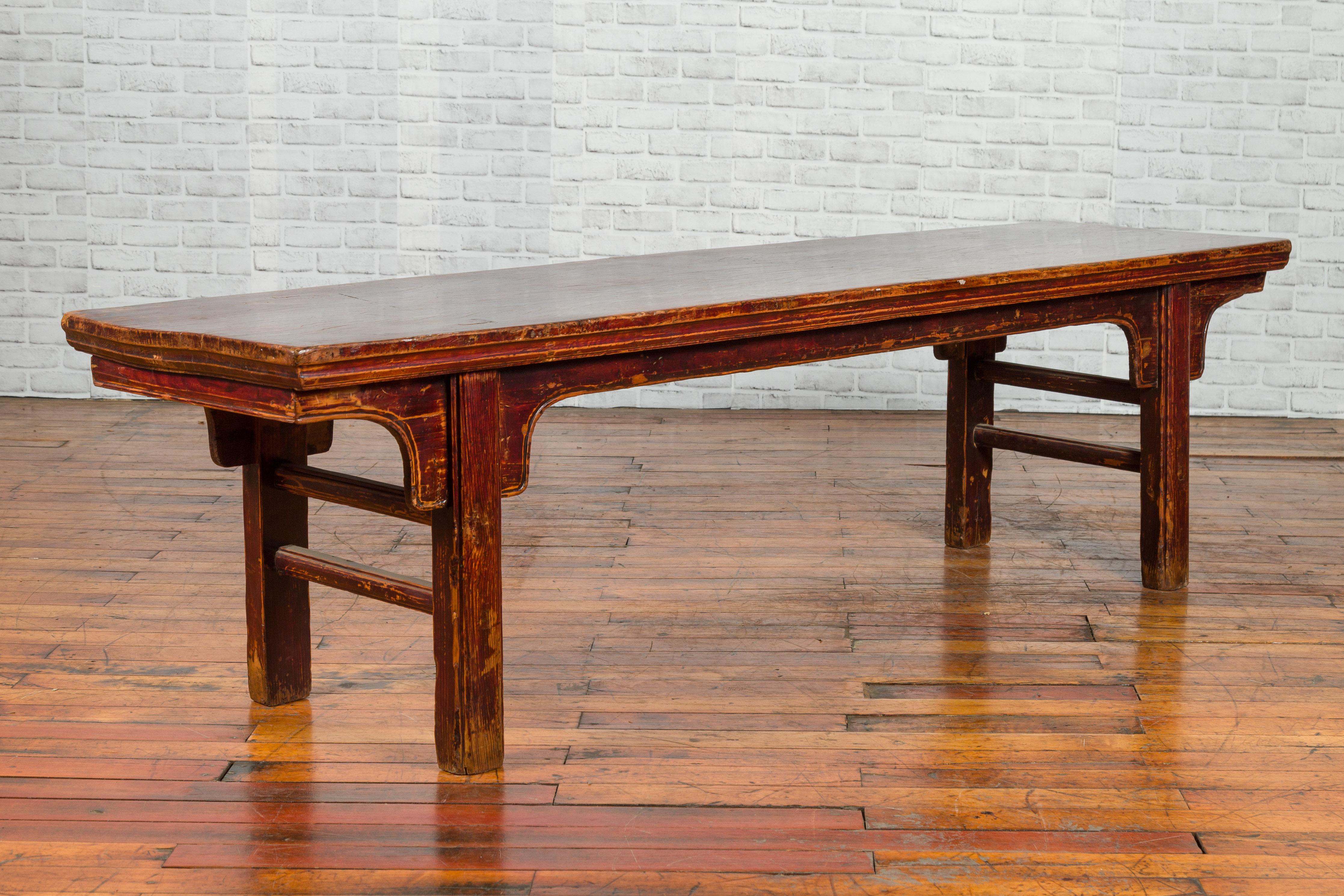 Chinese 19th Century Qing Dynasty Coffee Table with Distressed Patina In Good Condition For Sale In Yonkers, NY