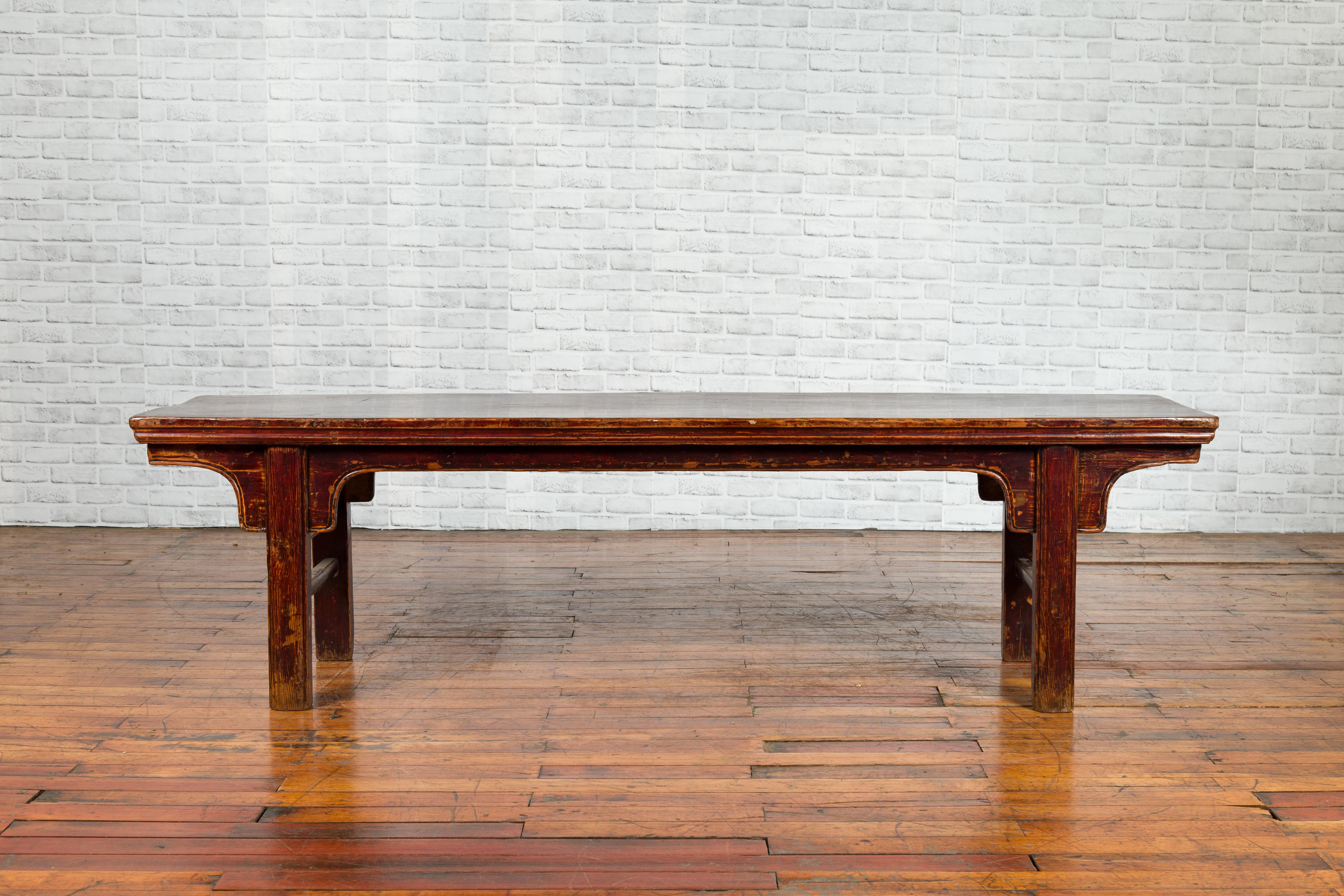 Wood Chinese 19th Century Qing Dynasty Coffee Table with Distressed Patina For Sale