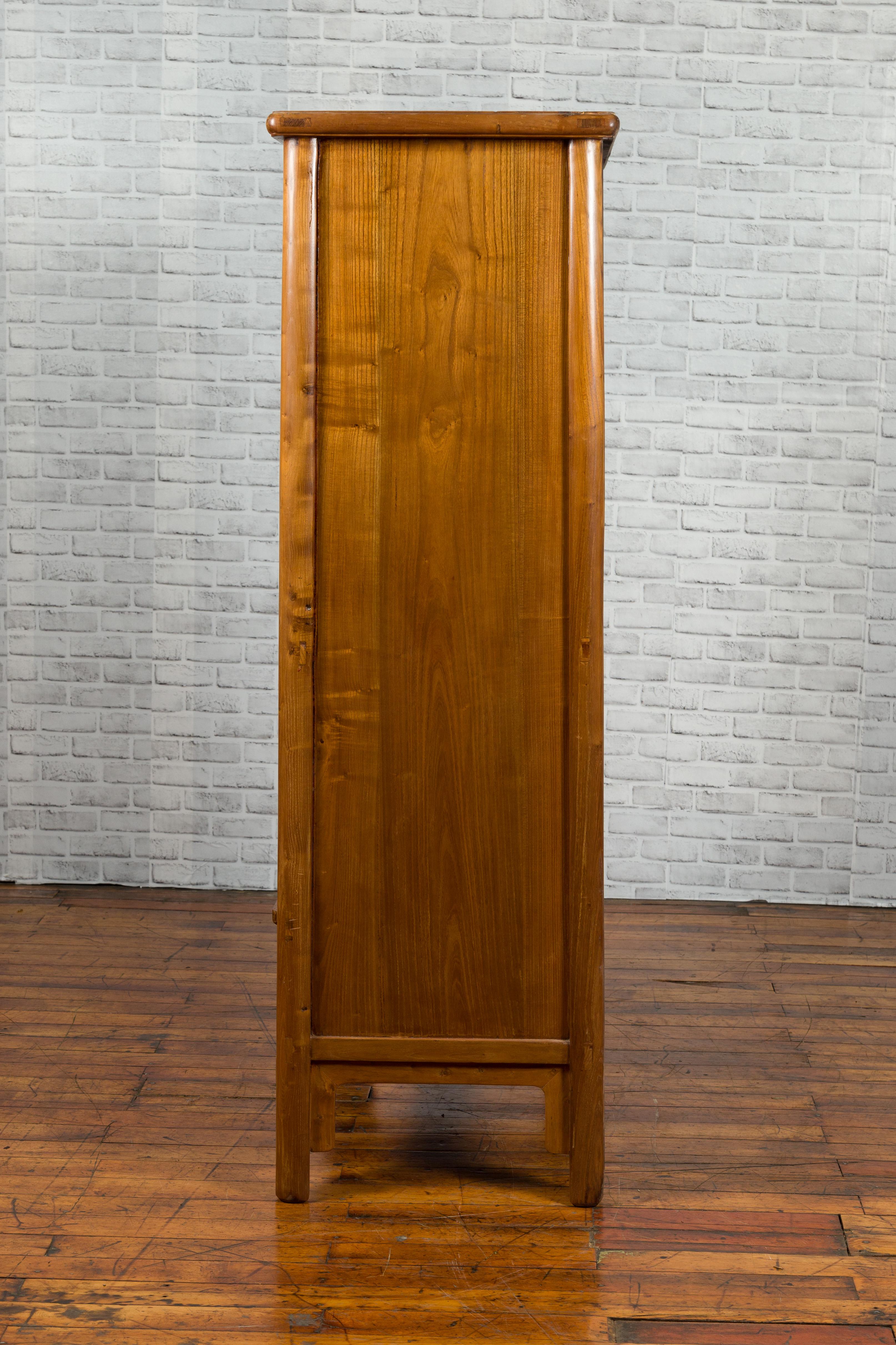 Chinese 19th Century Qing Dynasty Elm and Bamboo Noodle Cabinet with Drawers For Sale 7