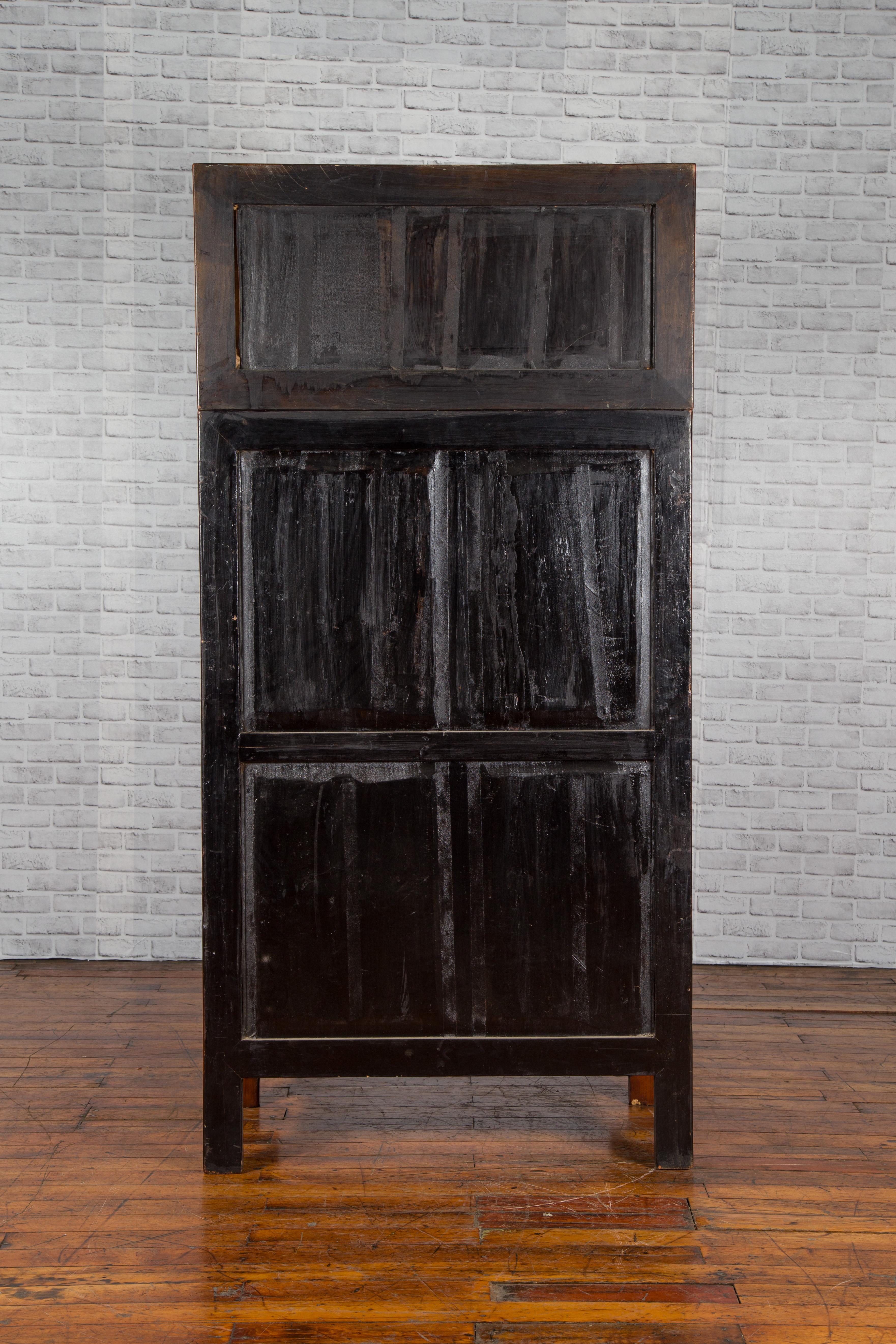 Chinese 19th Century Qing Dynasty Elm Compound Cabinet with Traditional Hardware For Sale 6