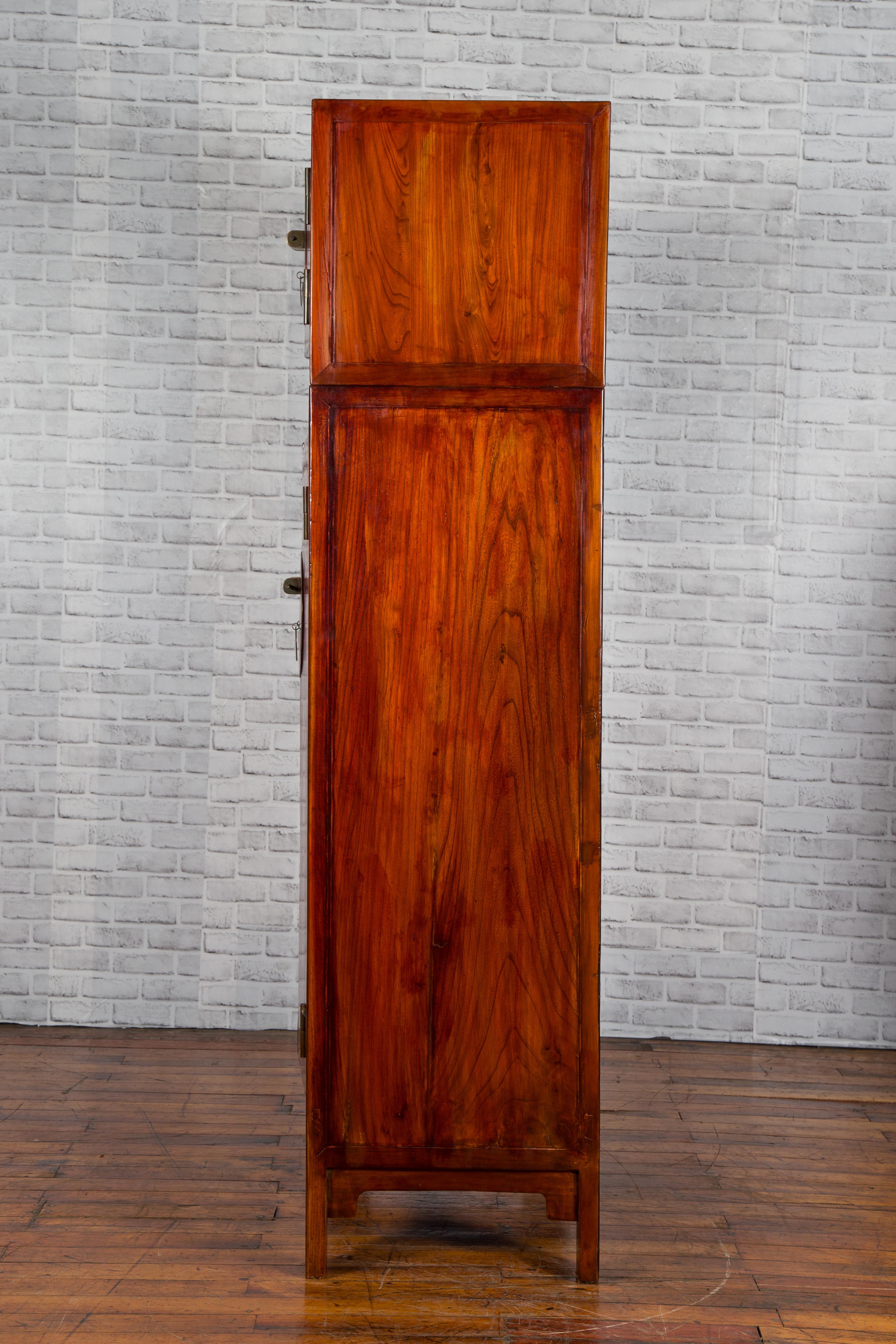 Chinese 19th Century Qing Dynasty Elm Compound Cabinet with Traditional Hardware For Sale 7
