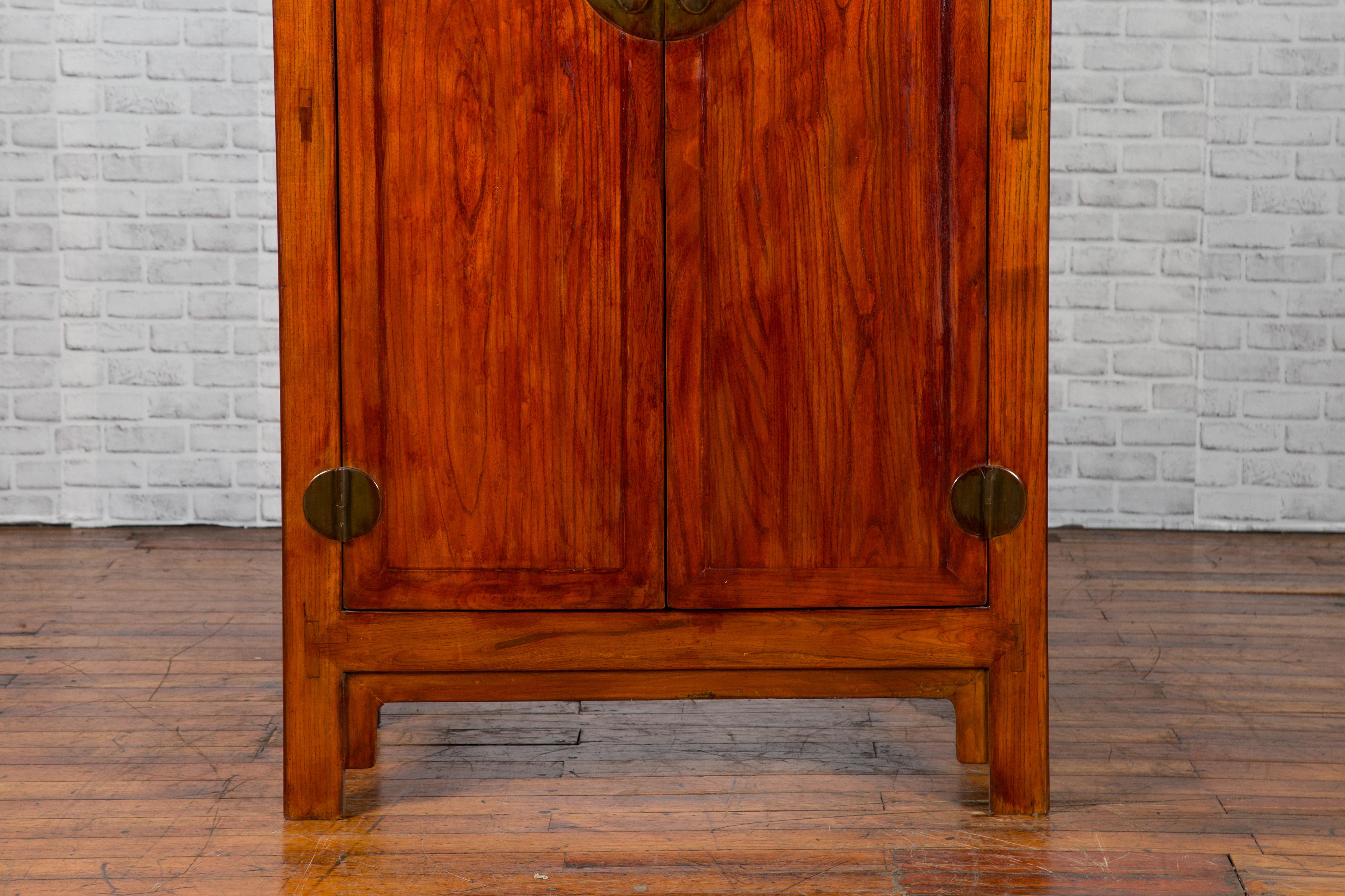 Chinese 19th Century Qing Dynasty Elm Compound Cabinet with Traditional Hardware For Sale 2