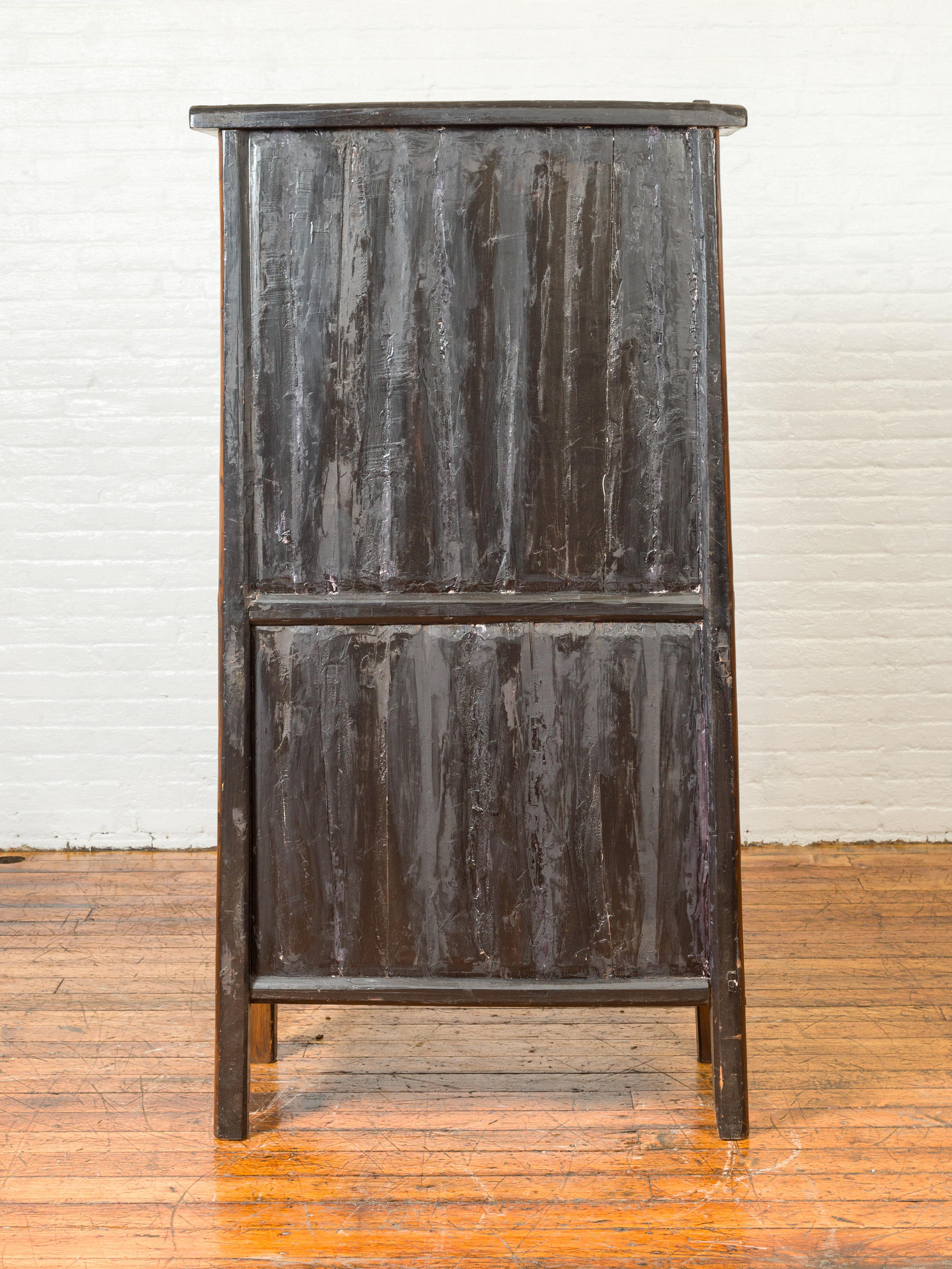 Chinese 19th Century Qing Dynasty Kitchen Cabinet with Bamboo and Sliding Panels 3