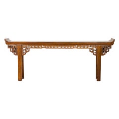 Chinese 19th Century Qing Dynasty Period Altar Console Table with Open Fretwork