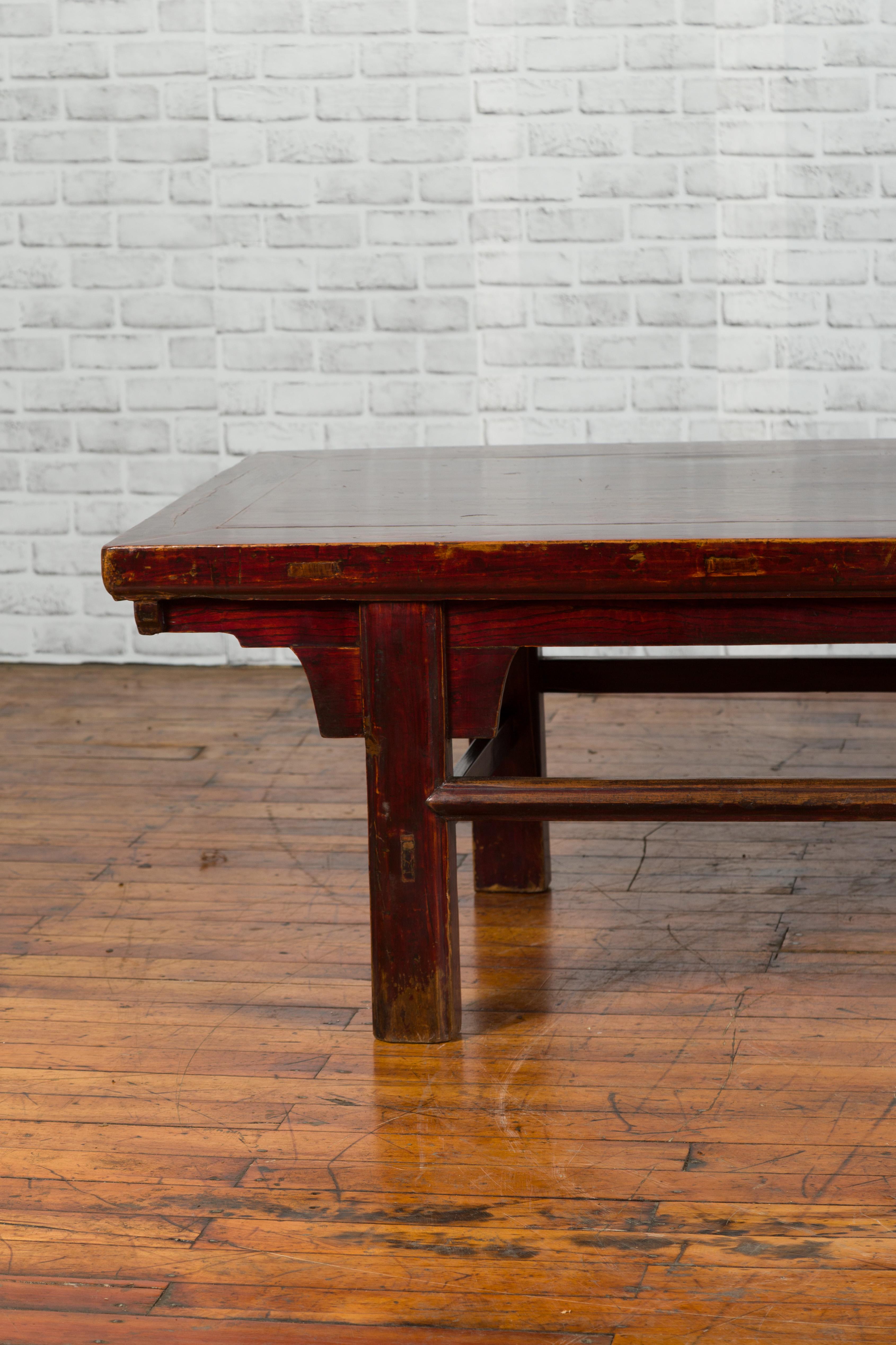 Wood Chinese 19th Century Qing Dynasty Period Coffee Table with Distressed Patina For Sale