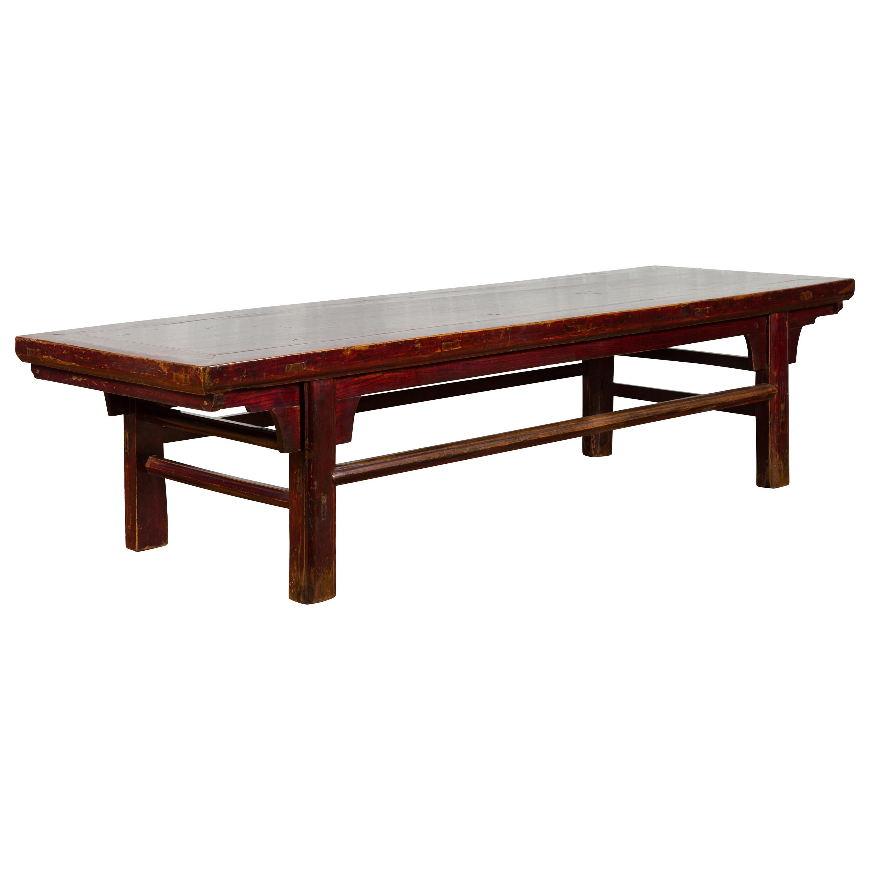 Chinese 19th Century Qing Dynasty Period Coffee Table with Distressed Patina For Sale