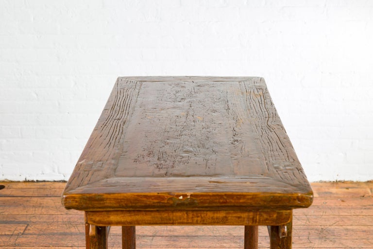Chinese 19th Century Qing Dynasty Period Console Table with Carved Spandrels For Sale 5