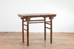 Chinese 19th Century Qing Dynasty Period Console Table with Carved Spandrels