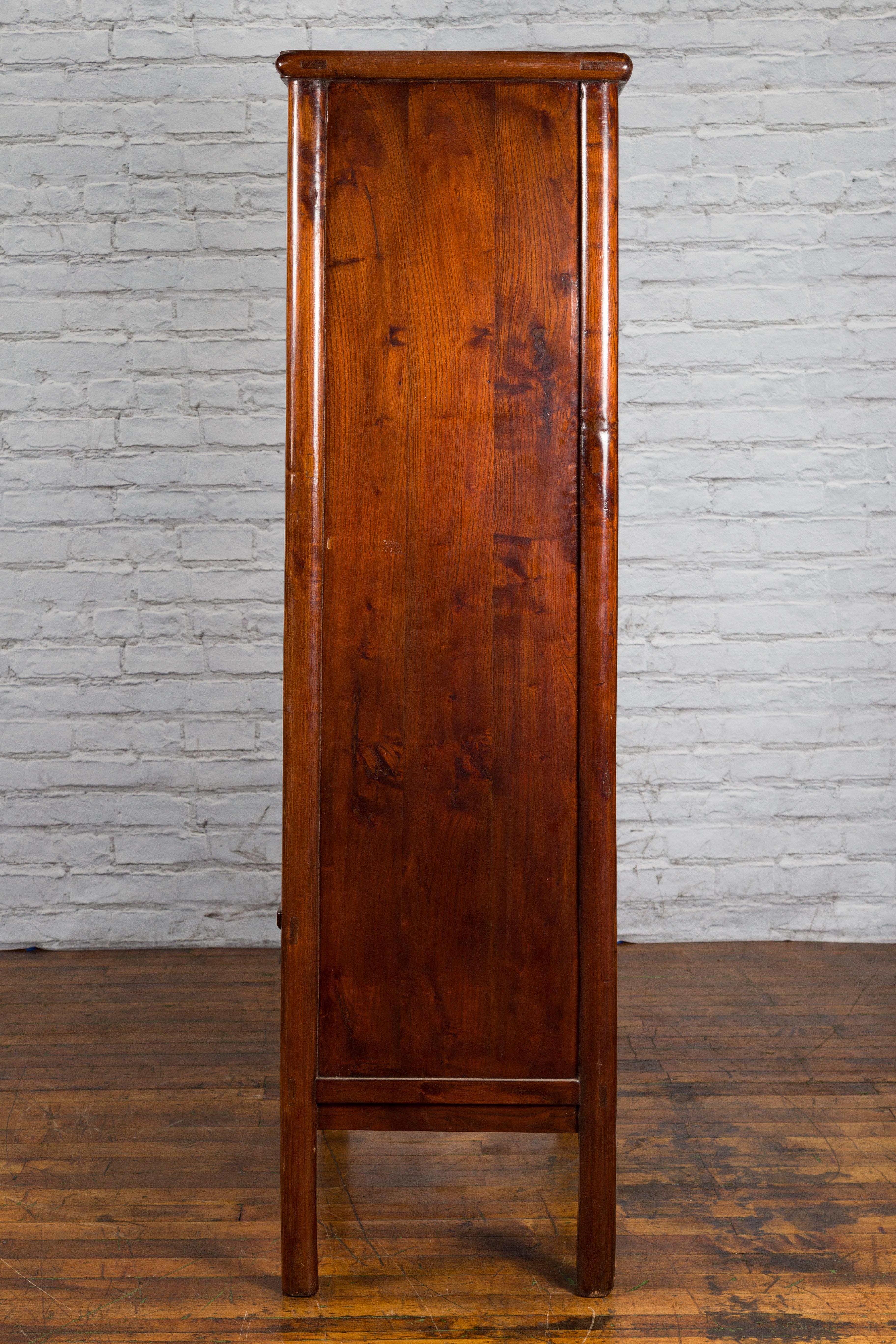 Chinese 19th Century Qing Dynasty Period Elmwood Cabinet with Doors and Drawers For Sale 9