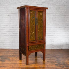 Chinese 19th Century Qing Dynasty Shanxi Red Lacquered Cabinet with Butterflies