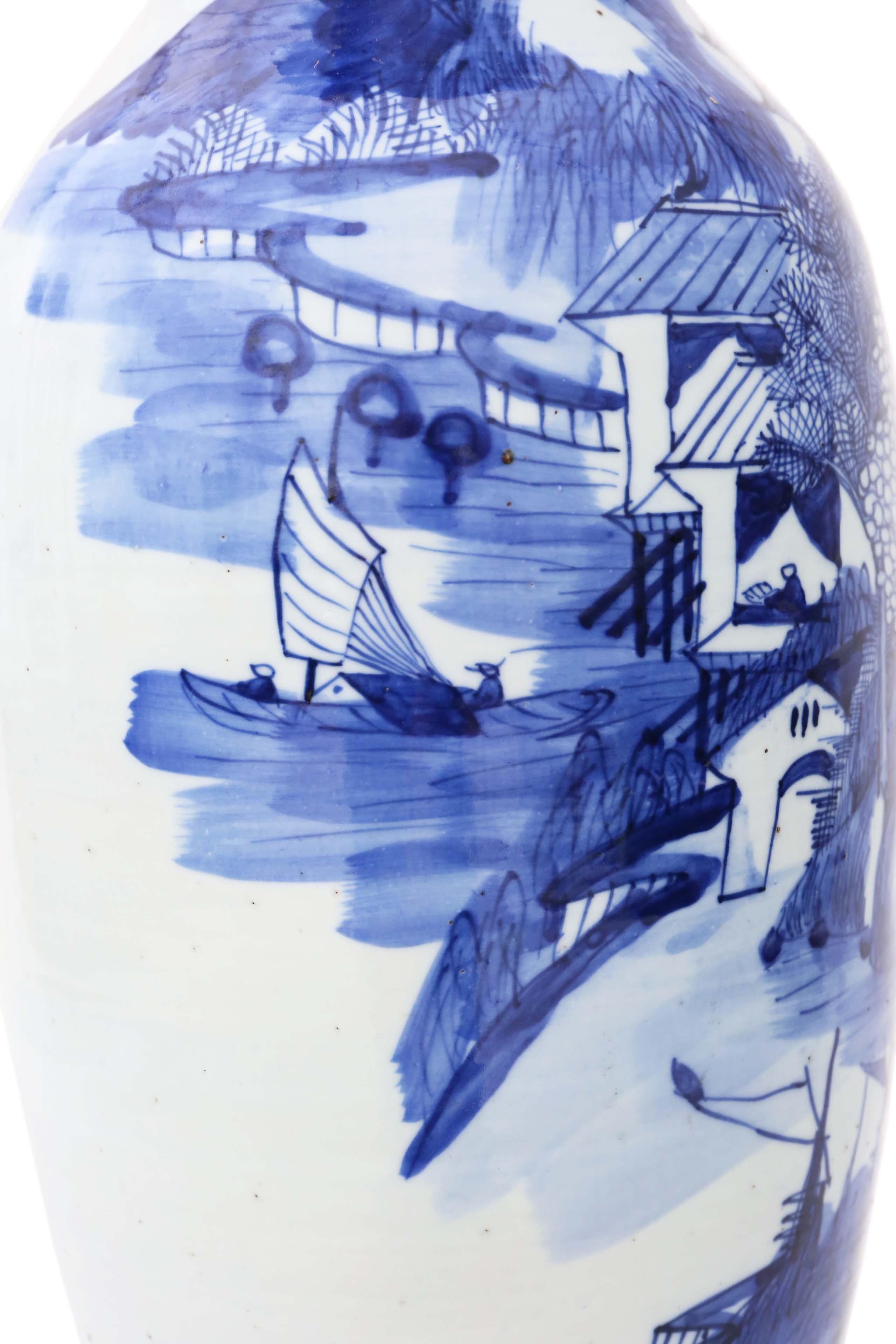 Chinese 19th Century Vase Blue and White 1