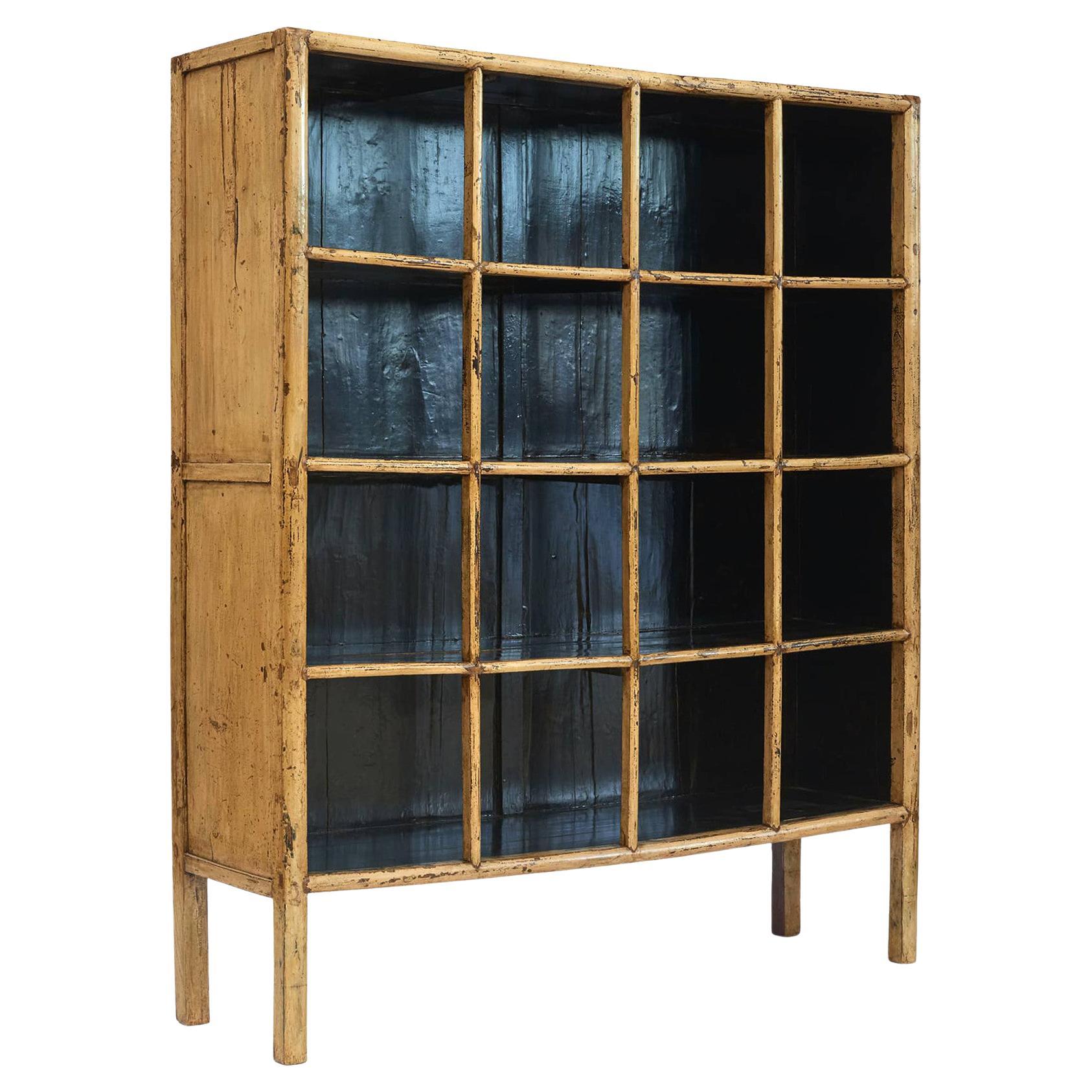 Chinese 19th Century Yellow Lacquered Bookshelf