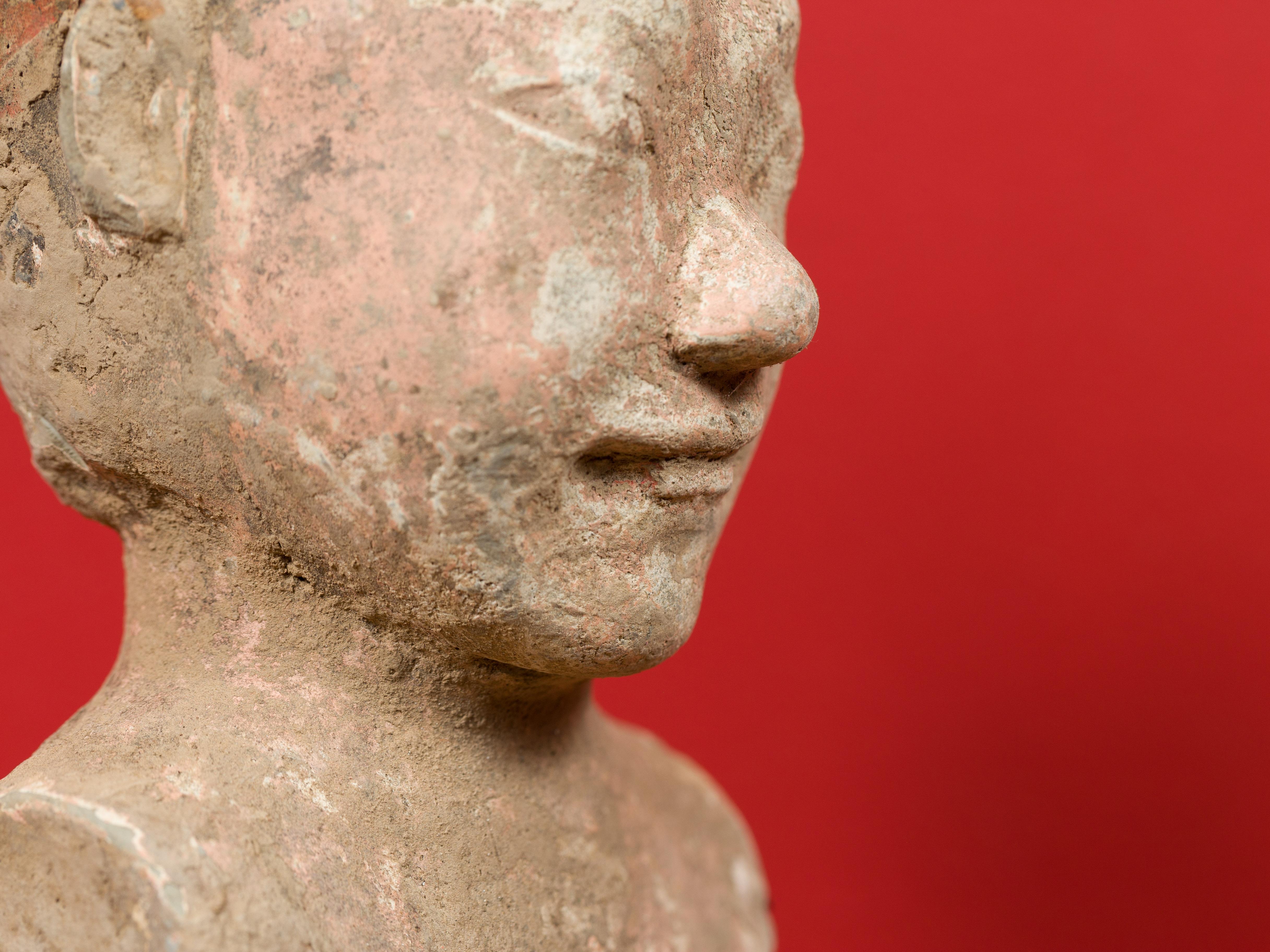 Chinese 206 BC-24 AD Western Han Dynasty Figurine with Original Polychromy 4
