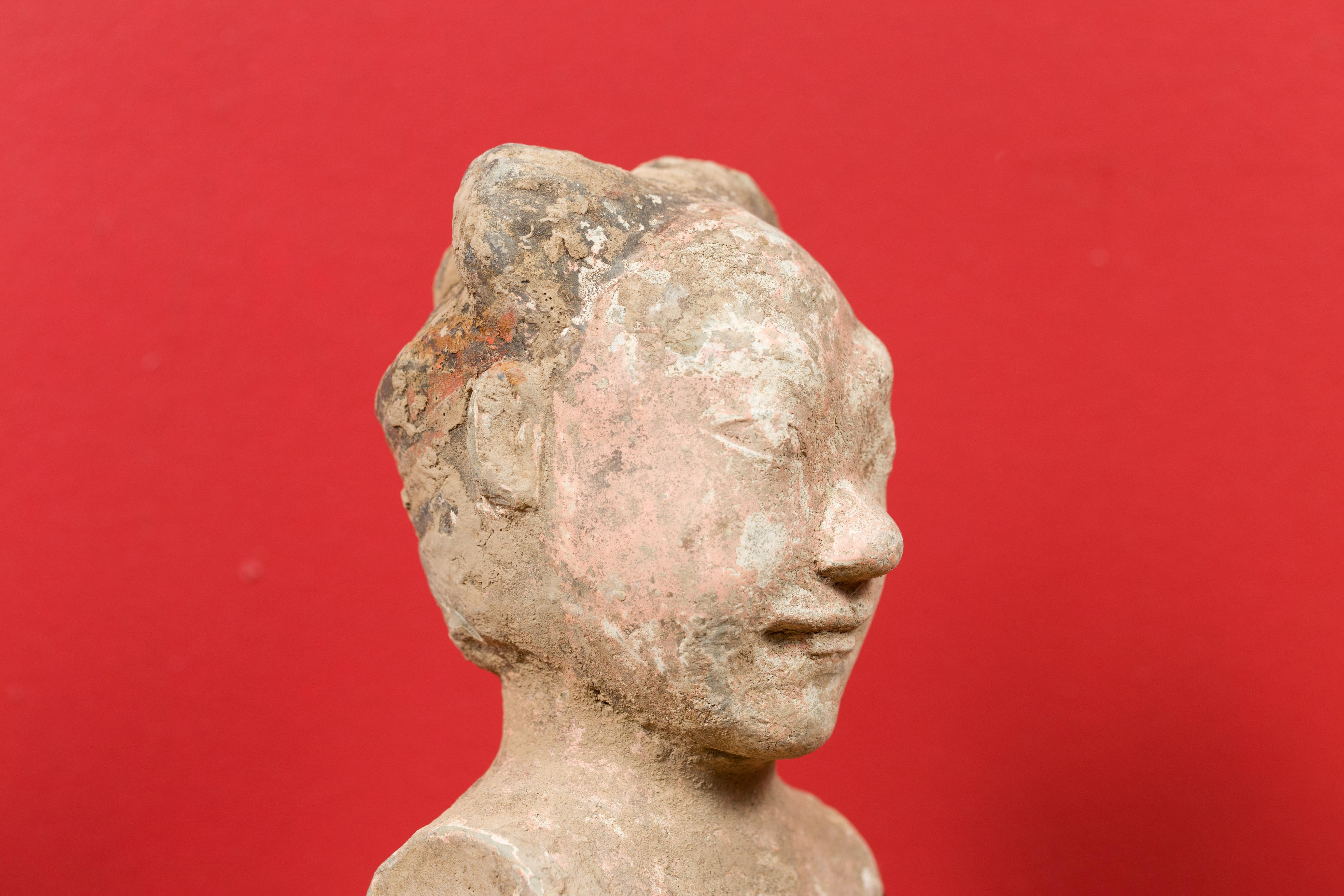 Chinese 206 BC-24 AD Western Han Dynasty Figurine with Original Polychromy 2