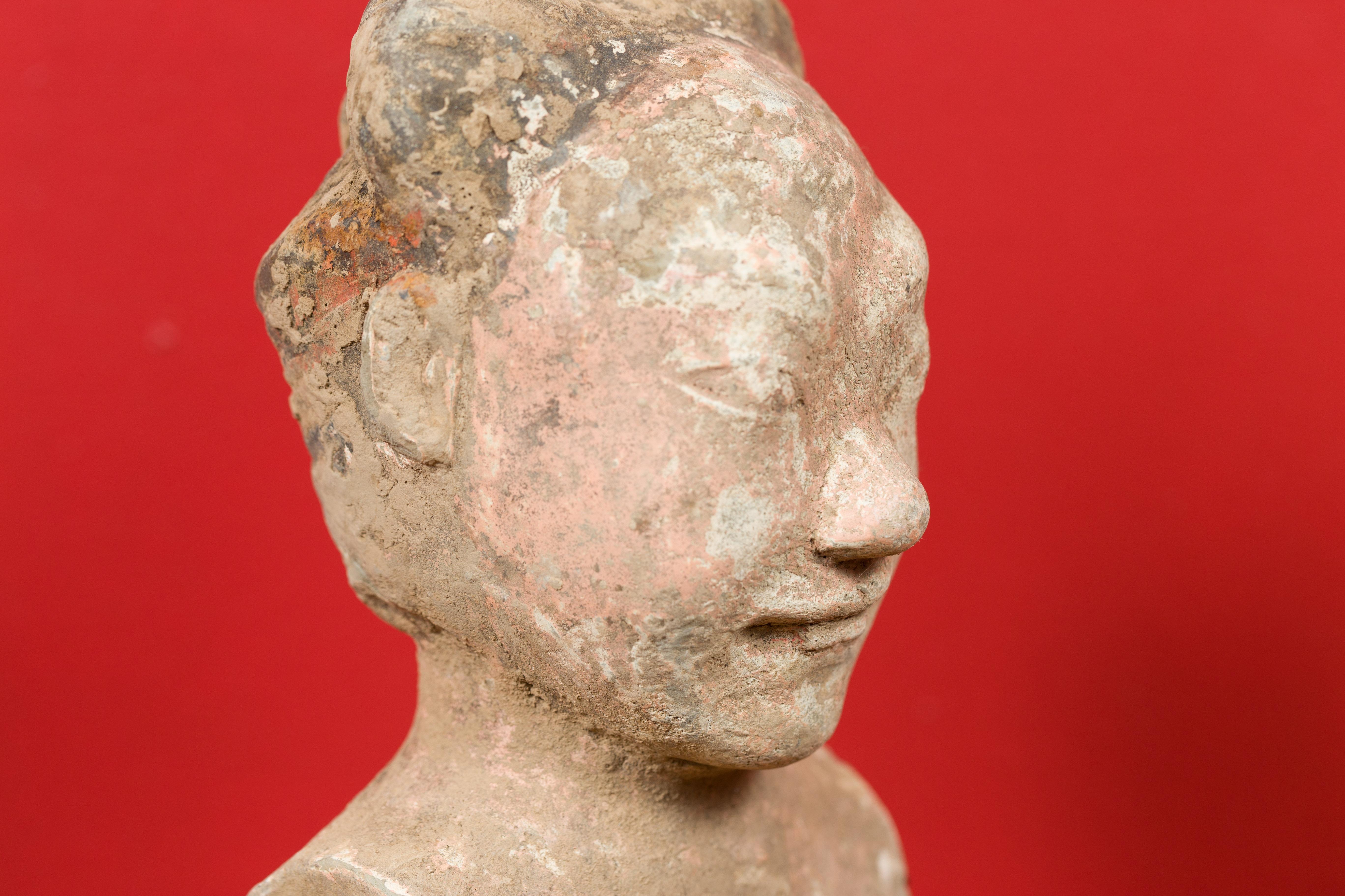 Chinese 206 BC-24 AD Western Han Dynasty Figurine with Original Polychromy 3