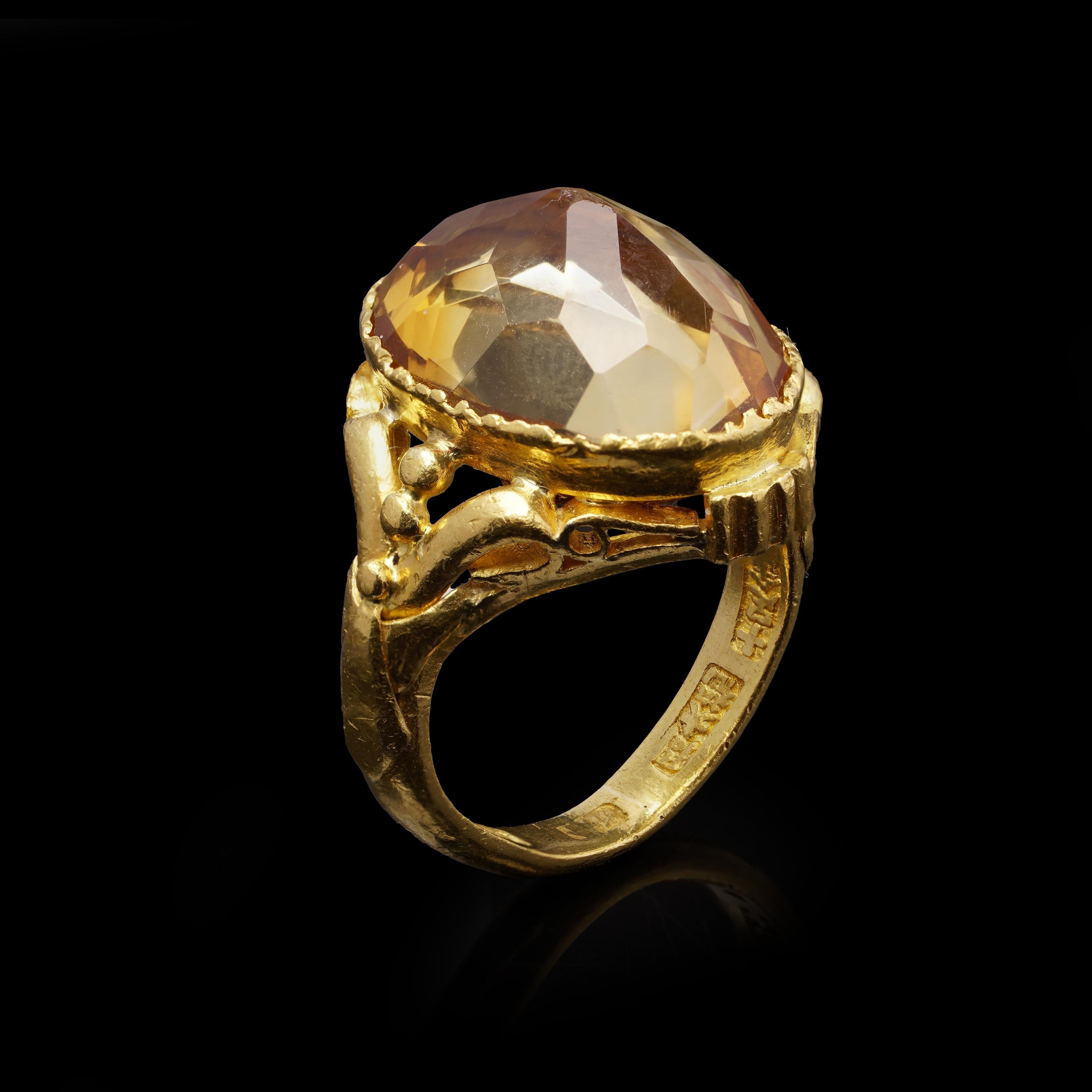 Chinese 23kt yellow gold citrine ring For Sale 1