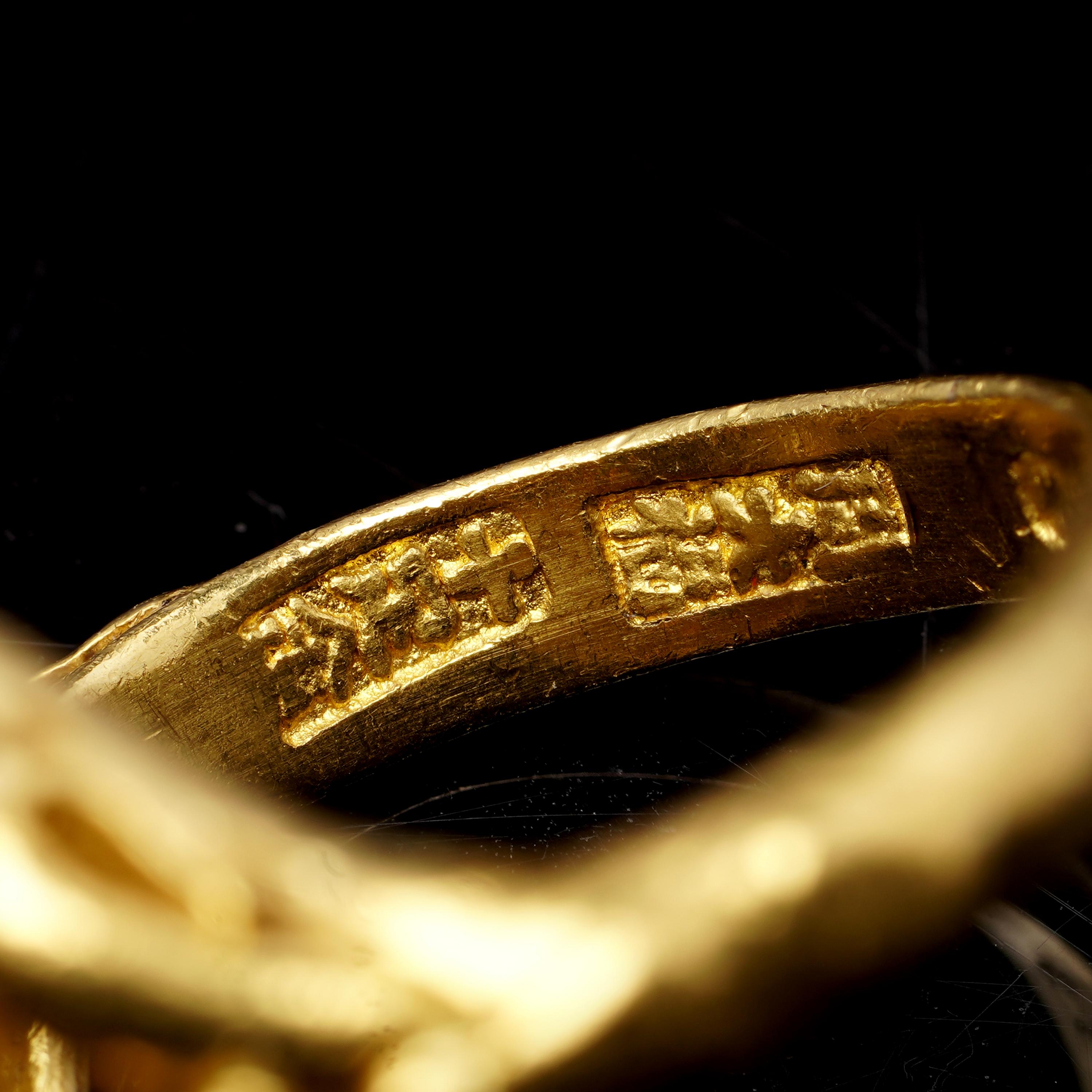 Chinese 23kt yellow gold citrine ring For Sale 2