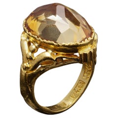 Vintage Chinese 23kt yellow gold citrine ring