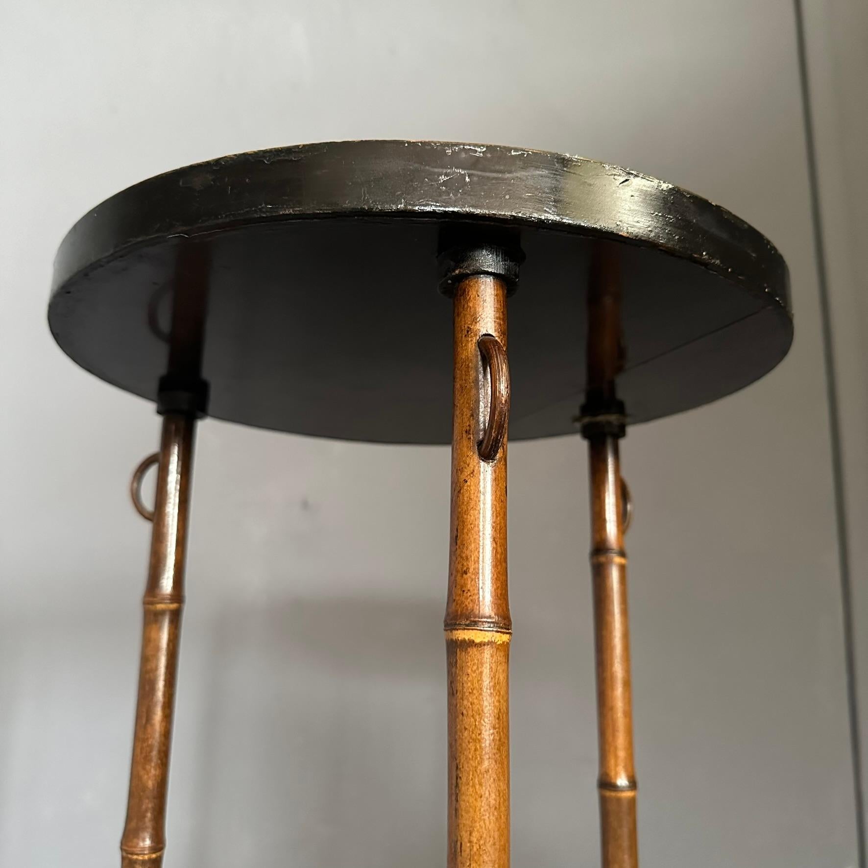 Chinese 3-legged bamboo table with round tops, twentieth century 6