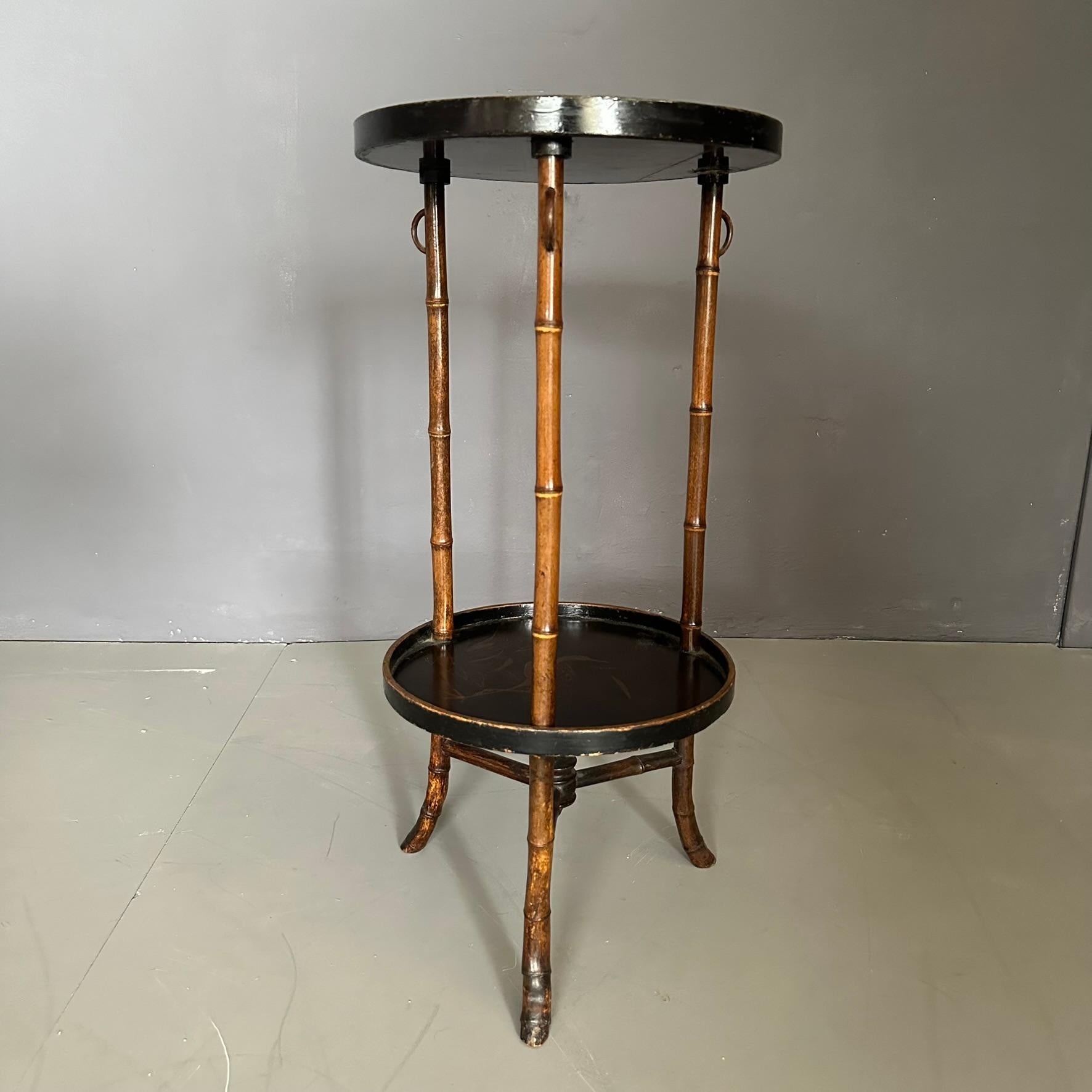 Mid-Century Modern Chinese 3-legged bamboo table with round tops, twentieth century