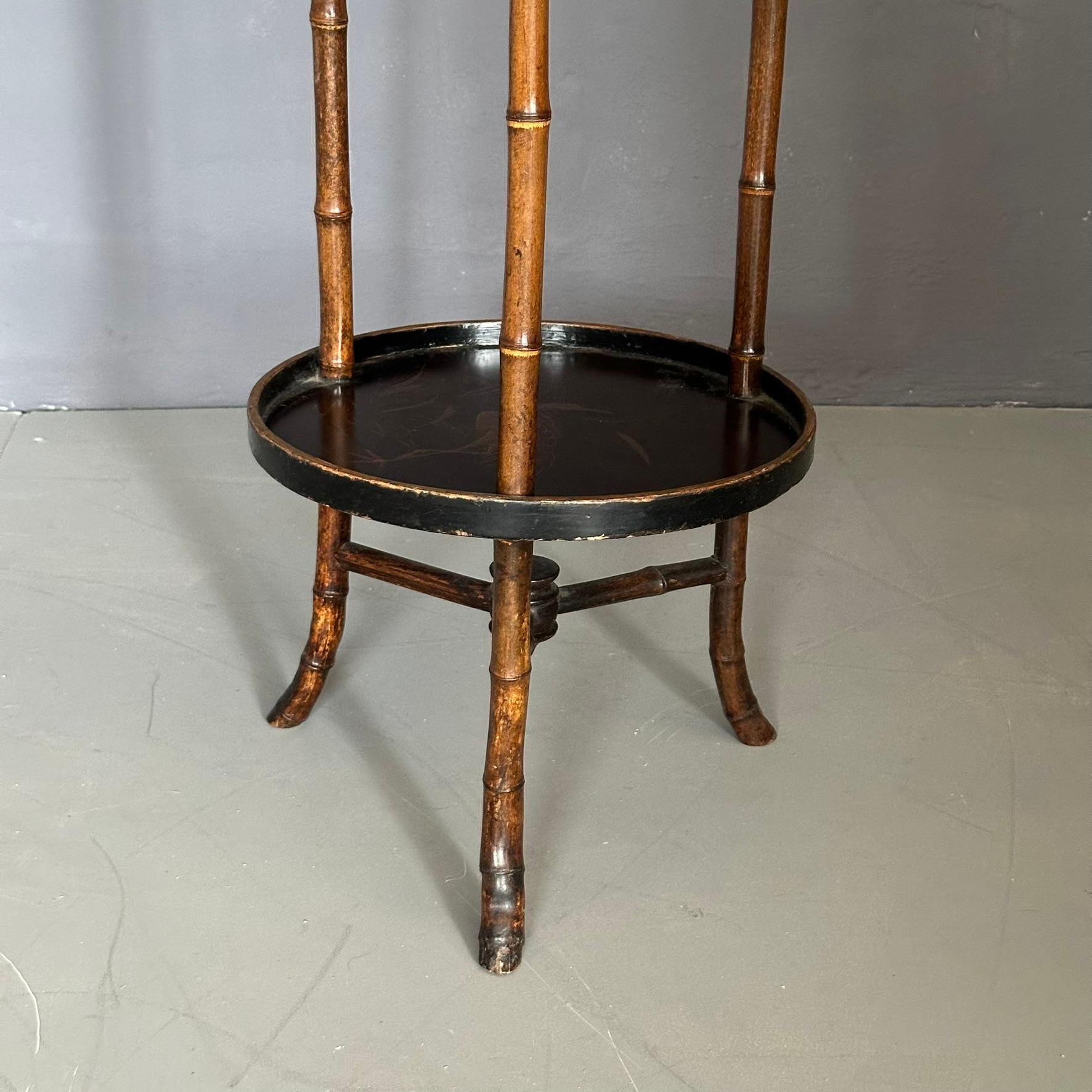 Early 20th Century  Chinese 3-legged bamboo table with round tops, twentieth century For Sale
