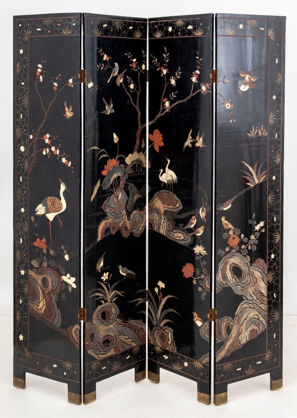Chinese 4-Panel Coromandel Screen In Good Condition For Sale In Astoria, NY