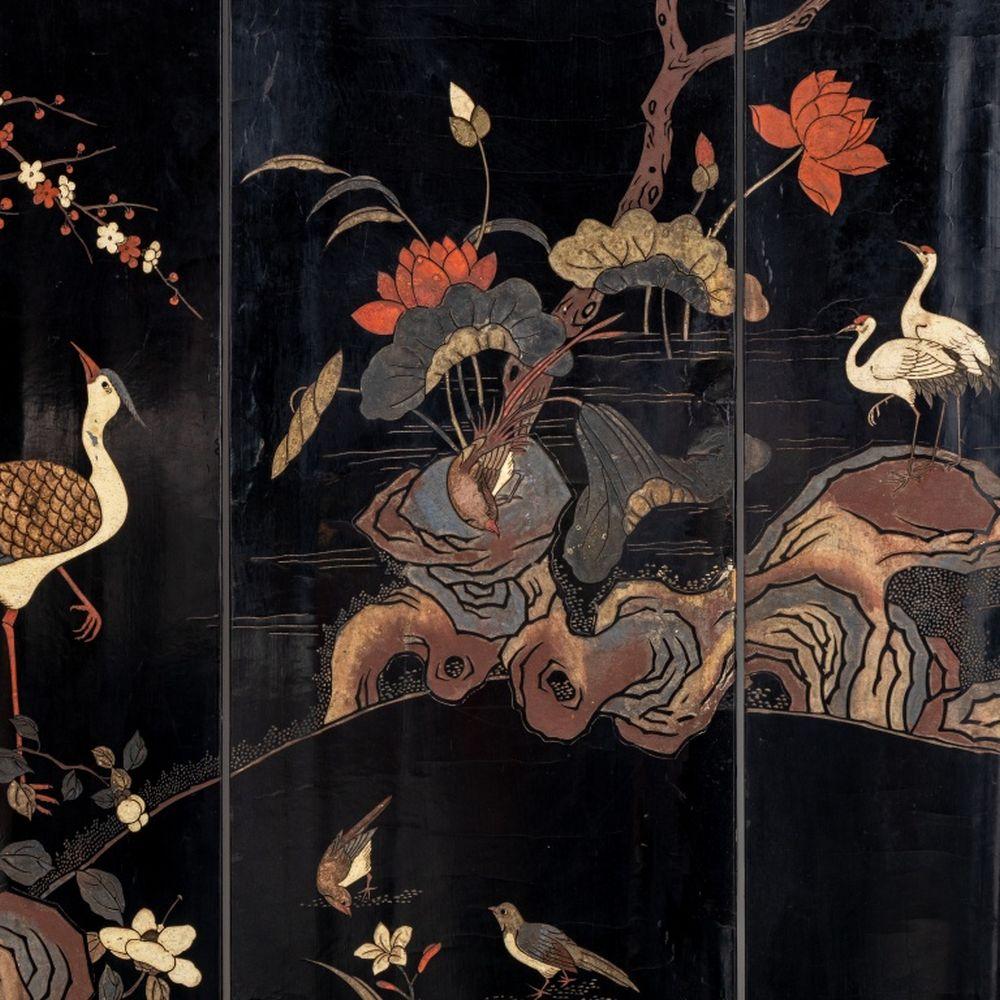 Wood Chinese 4-Panel Coromandel Screen For Sale