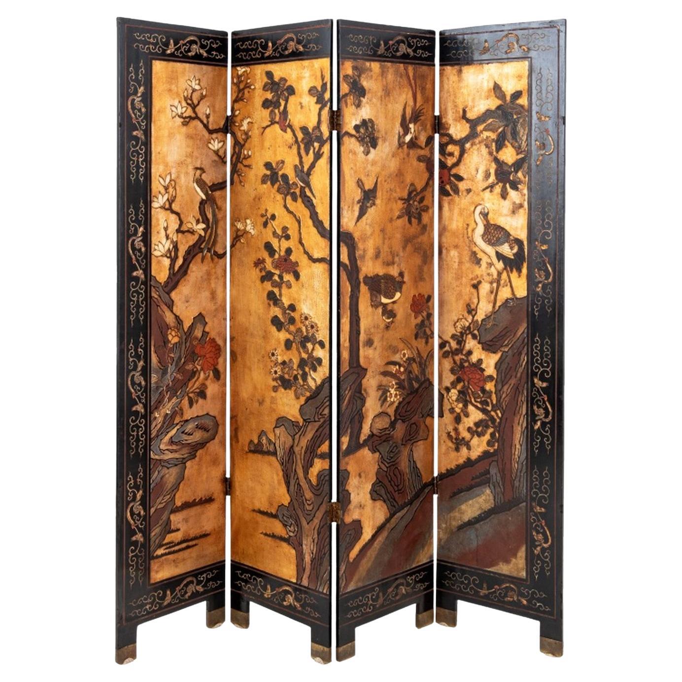 Chinese 4-Panel Coromandel Screen For Sale