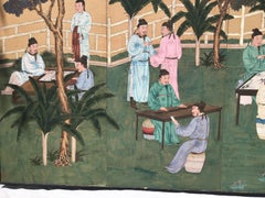 Chinese 4 Panel Hand Painted Silk Screen