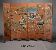 Chinese 6 Panel Screen, Fine Antique Hand Painted