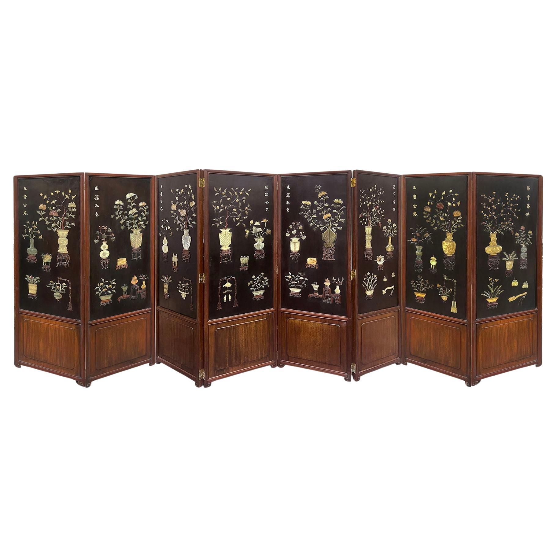 Chinese 8 fold 19th Century screen For Sale