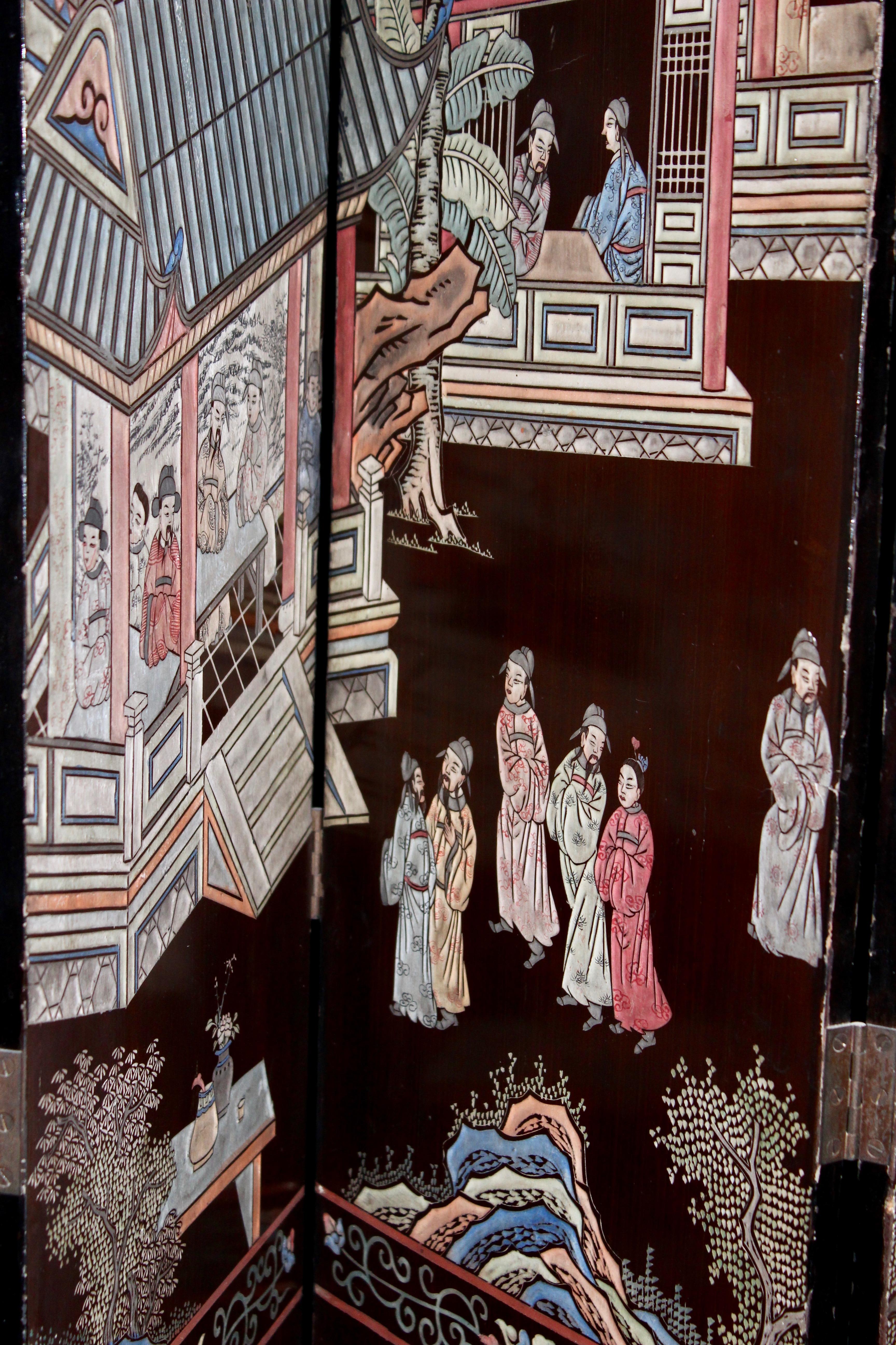 Chinese 8 Fold Coromandel Screen, circa 1900 For Sale 6