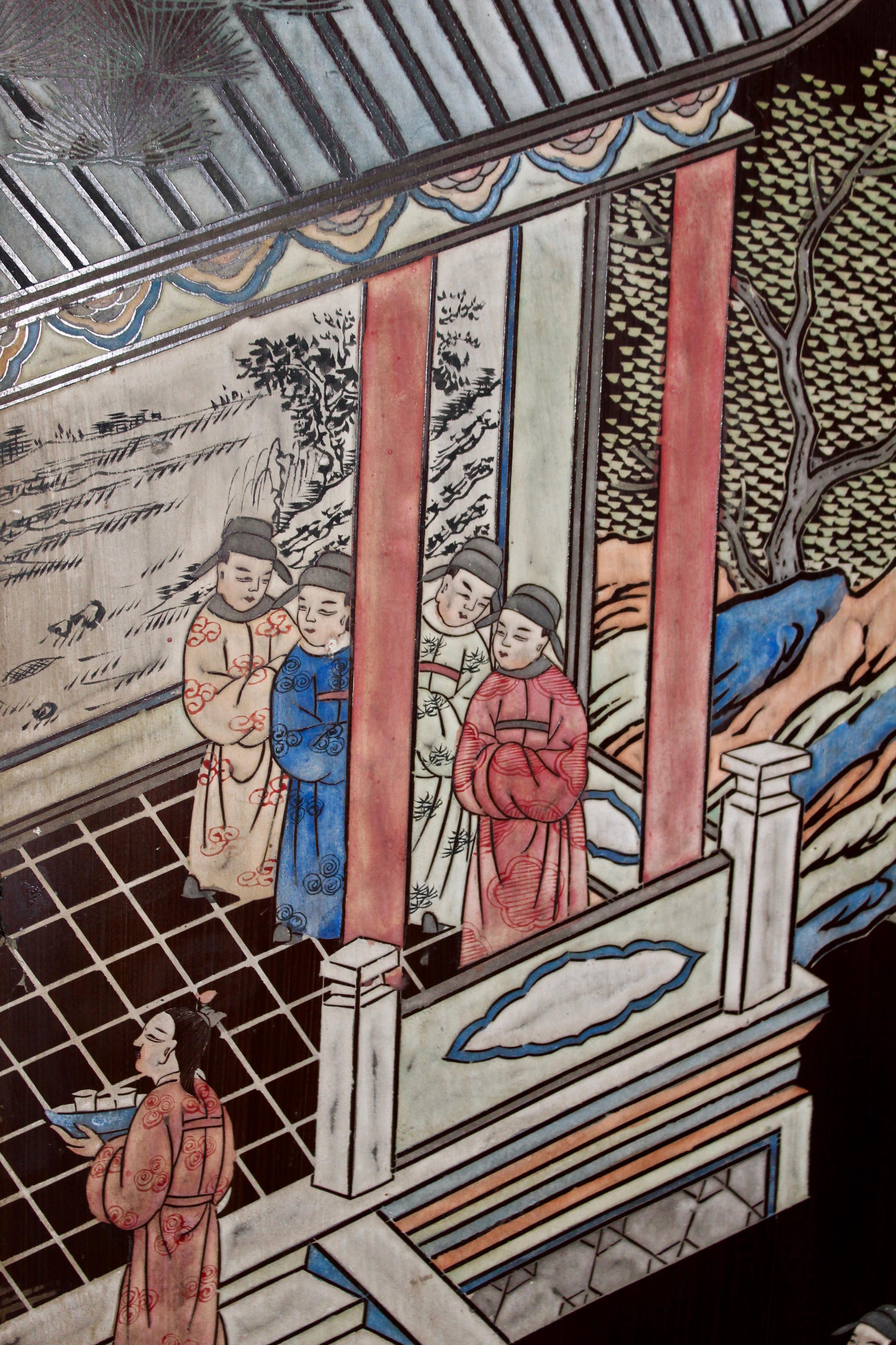 Lacquer Chinese 8 Fold Coromandel Screen, circa 1900 For Sale