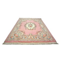 Chinese Abusson Wool 8x10 Pink, Ivory & Mauve Handmade Area Rug
