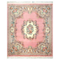 Chinese Abusson Wool 8x10 Pink, Ivory & Mauve Handmade Area Rug