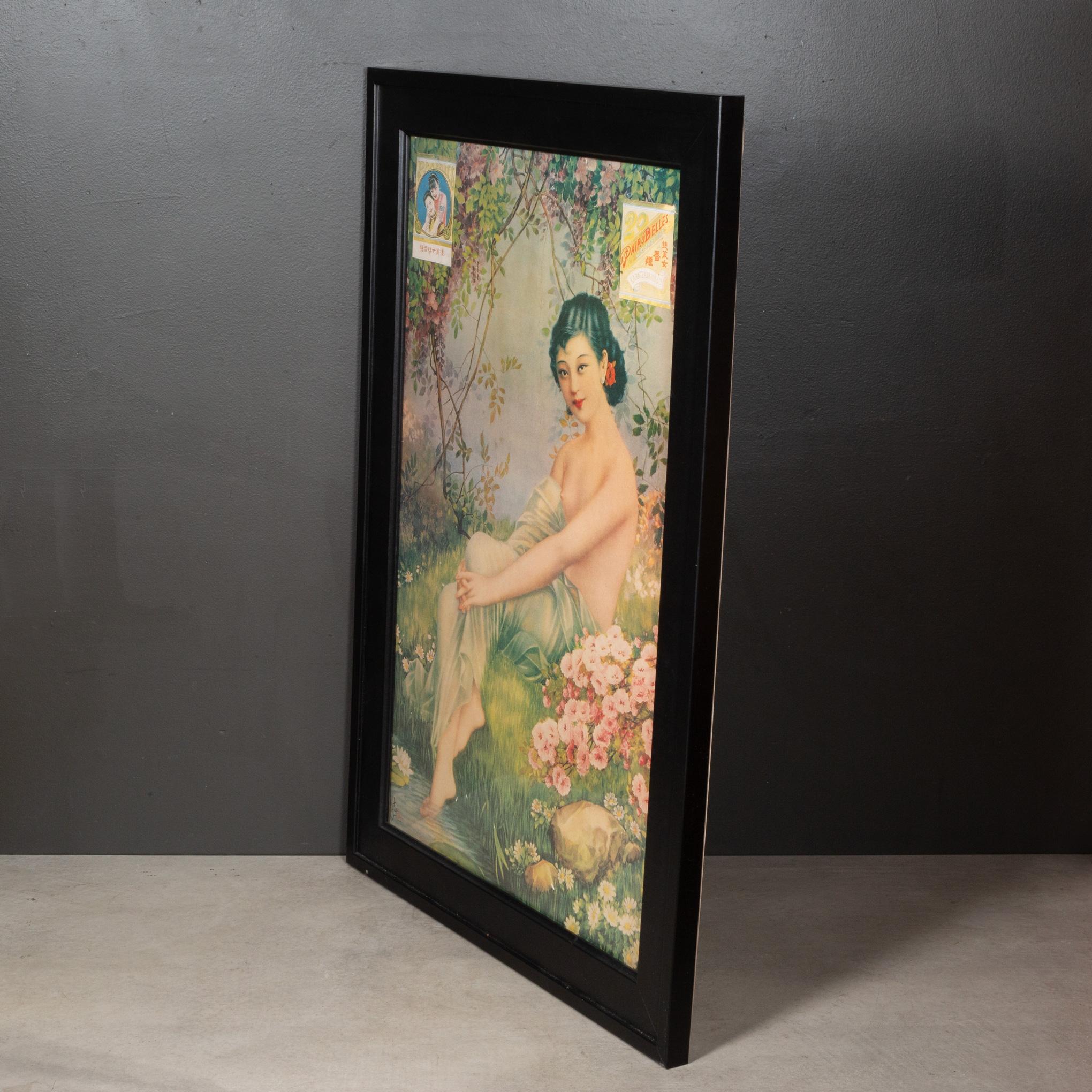 Chinese Advertising Calendar Girl Poster Art c.1910-1940 In Good Condition For Sale In San Francisco, CA