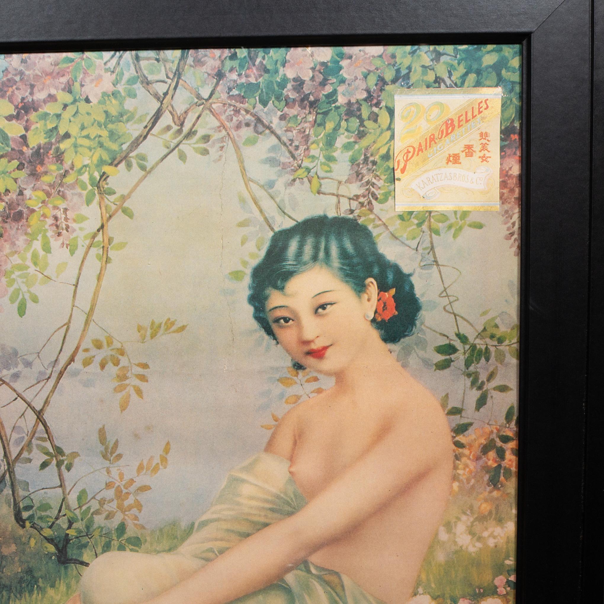 20th Century Chinese Advertising Calendar Girl Poster Art c.1910-1940 For Sale