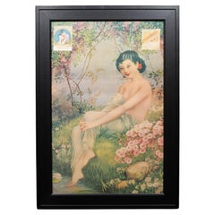 Poster pubblicitario cinese con ragazza calendario, 1910-1940 ca.