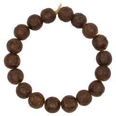 Chinese Agarwood Engraved Beads Bracelet